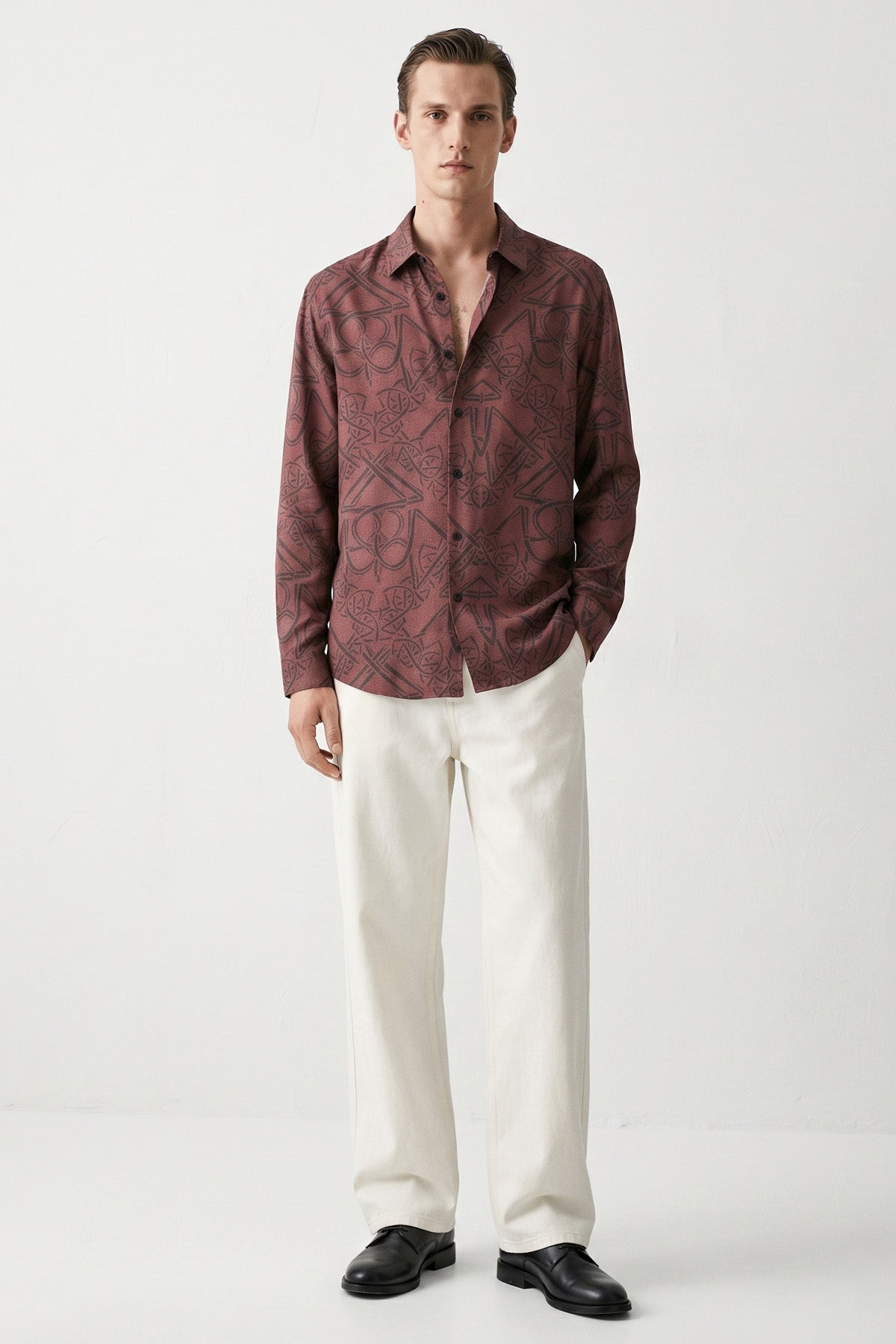 Burgundy Deep Tone Detail Shirt
