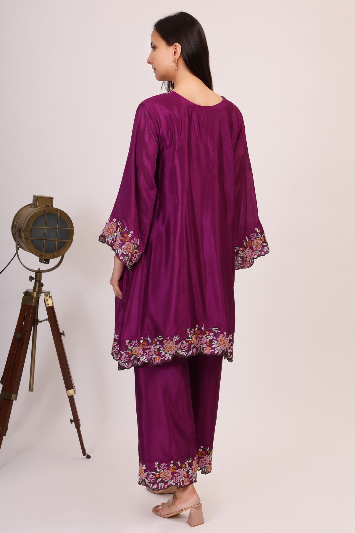 Burgundy Embroidered Kurta Set