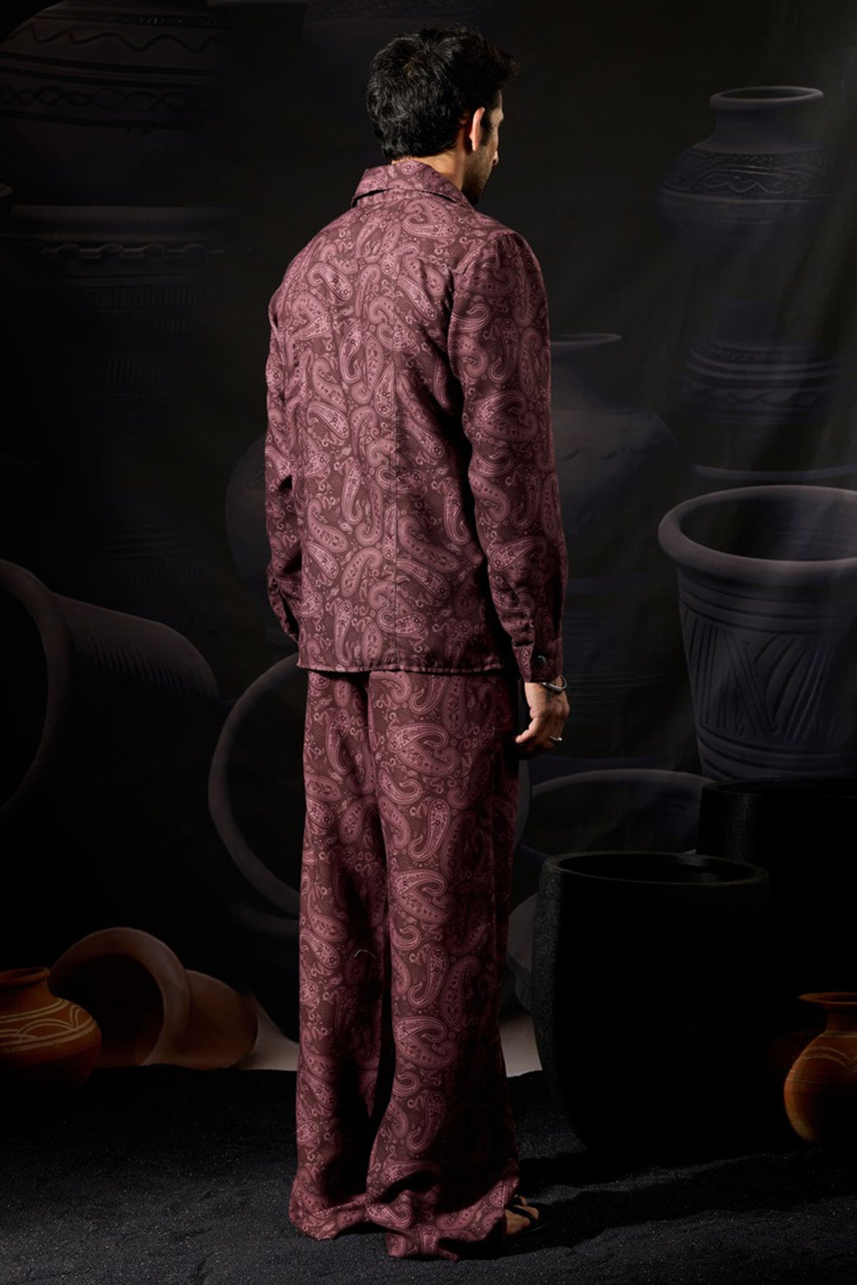 Burgundy Indian Paisley Pants