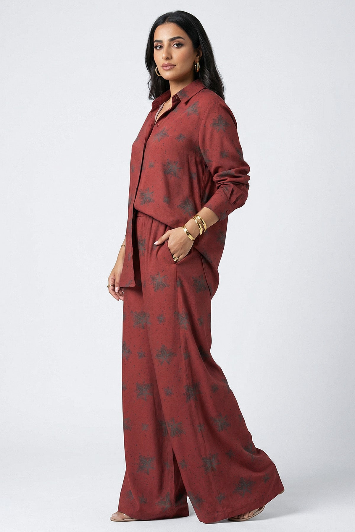 Burgundy Polish Tailored Shirt