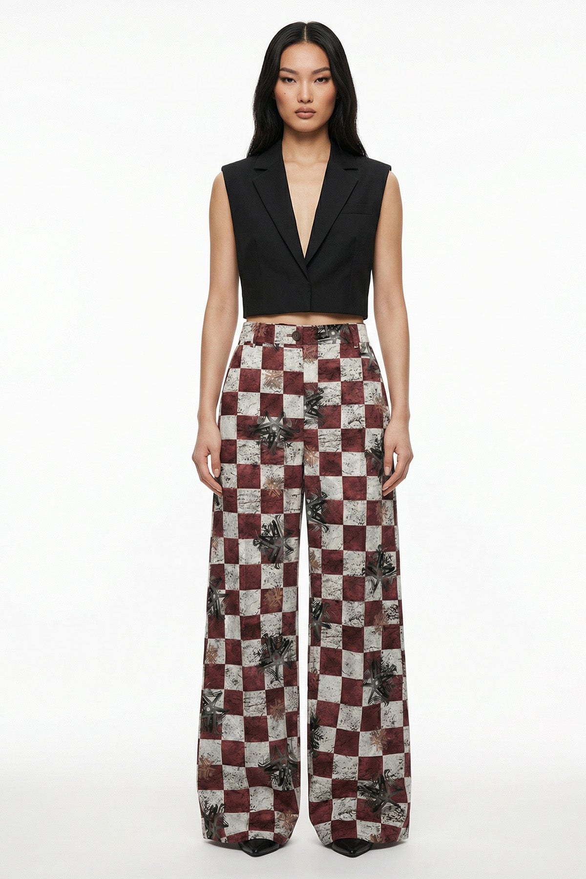 Buy Burgundy Satin Wide Leg Pant for women by Tezhhomayaa online available at scrollnshops