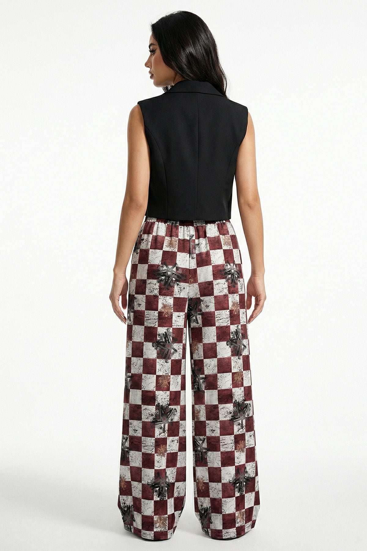 Burgundy Satin Wide Leg Pant