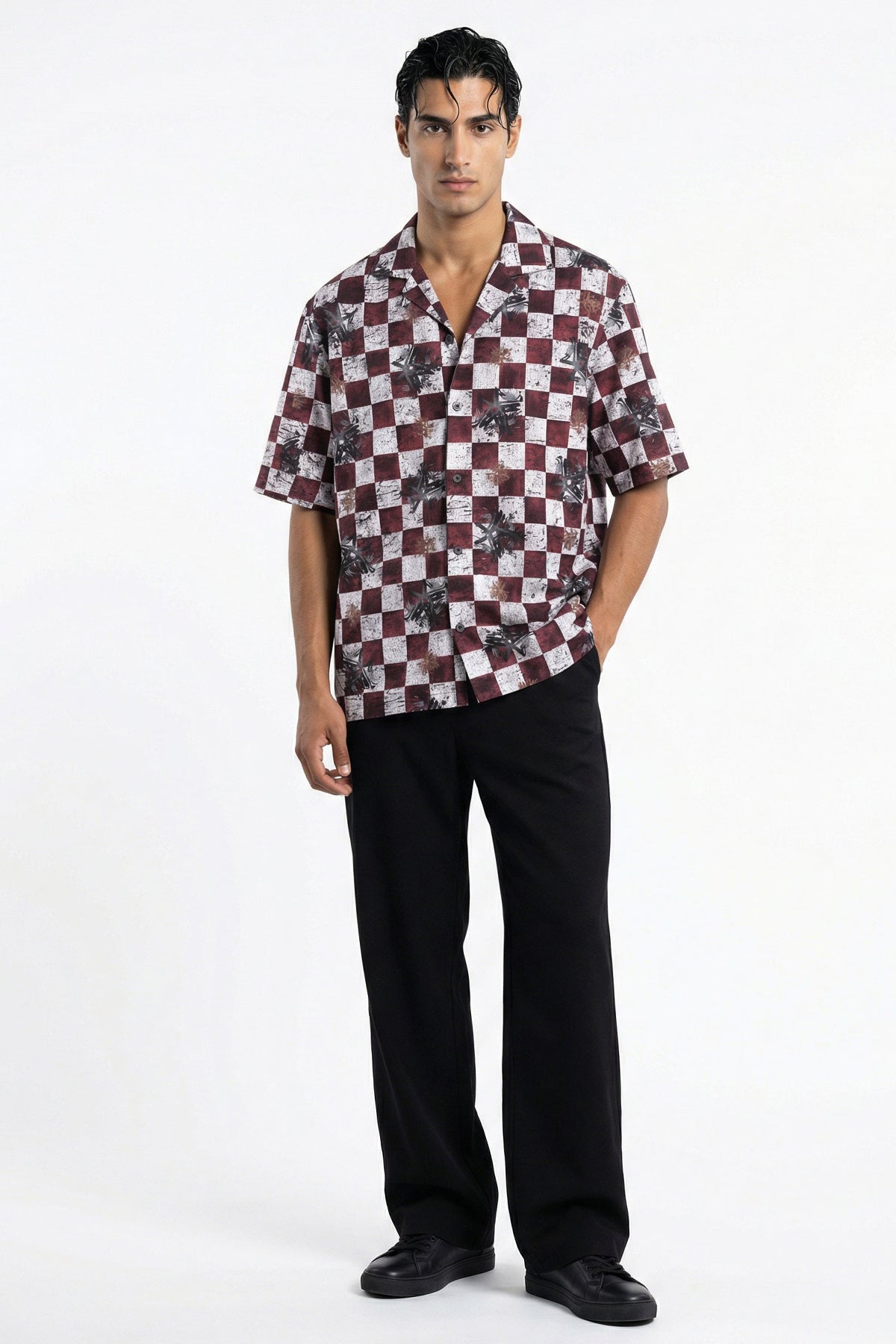 Buy Burgundy Viscose Blend Shirt for men by Tezhhomayaa online available at scrollnshops