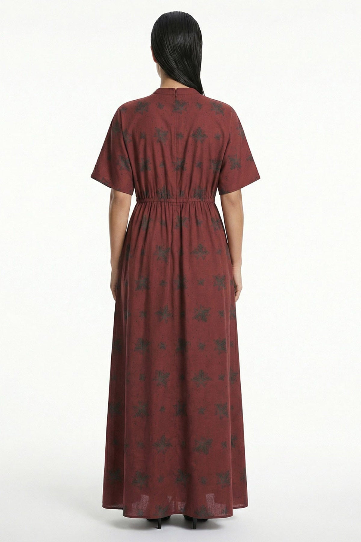 Burgundy Viscose Fluid Dress