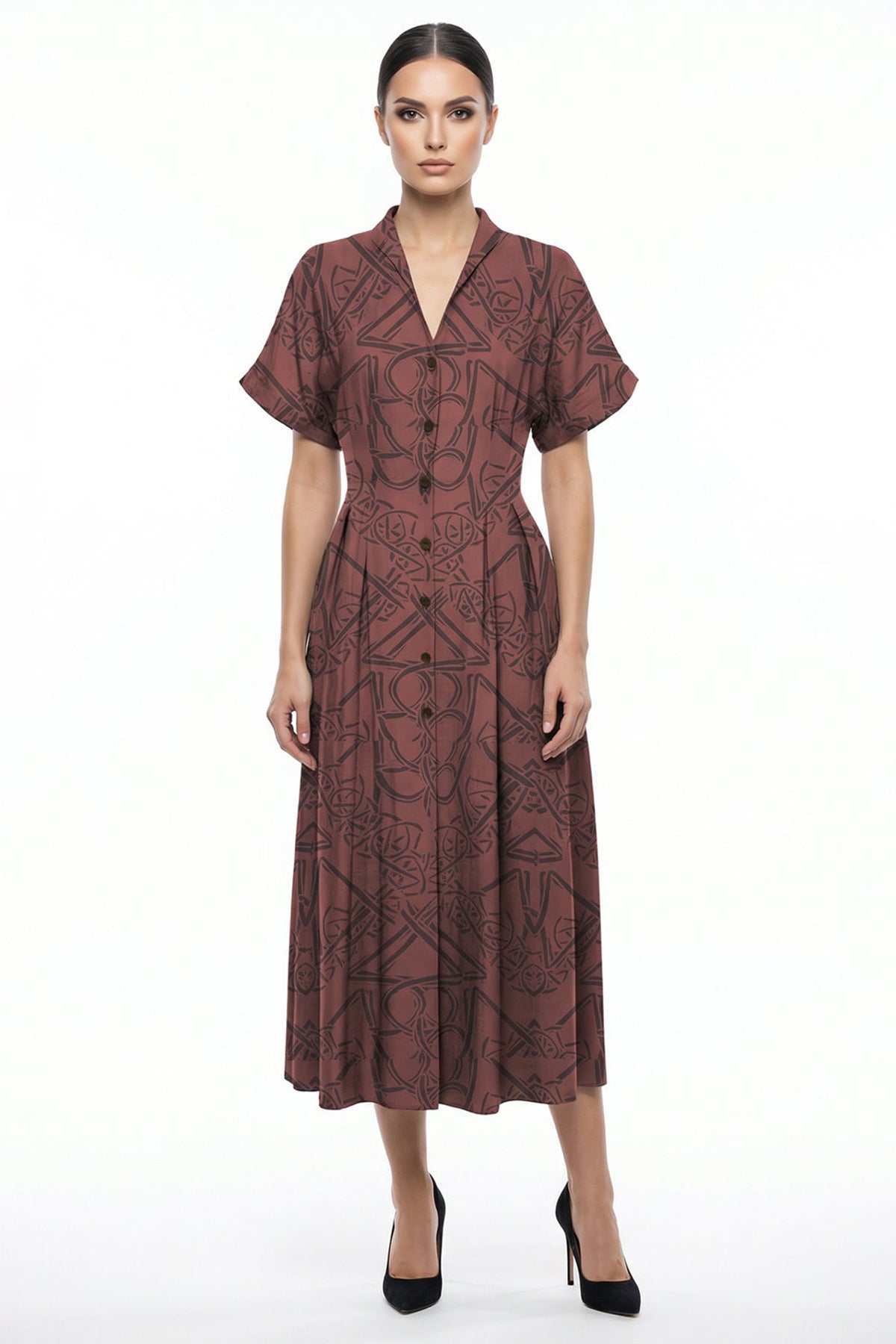Buy Burgundy Viscose Pleated Dress for women by Tezhhomayaa online available at scrollnshops