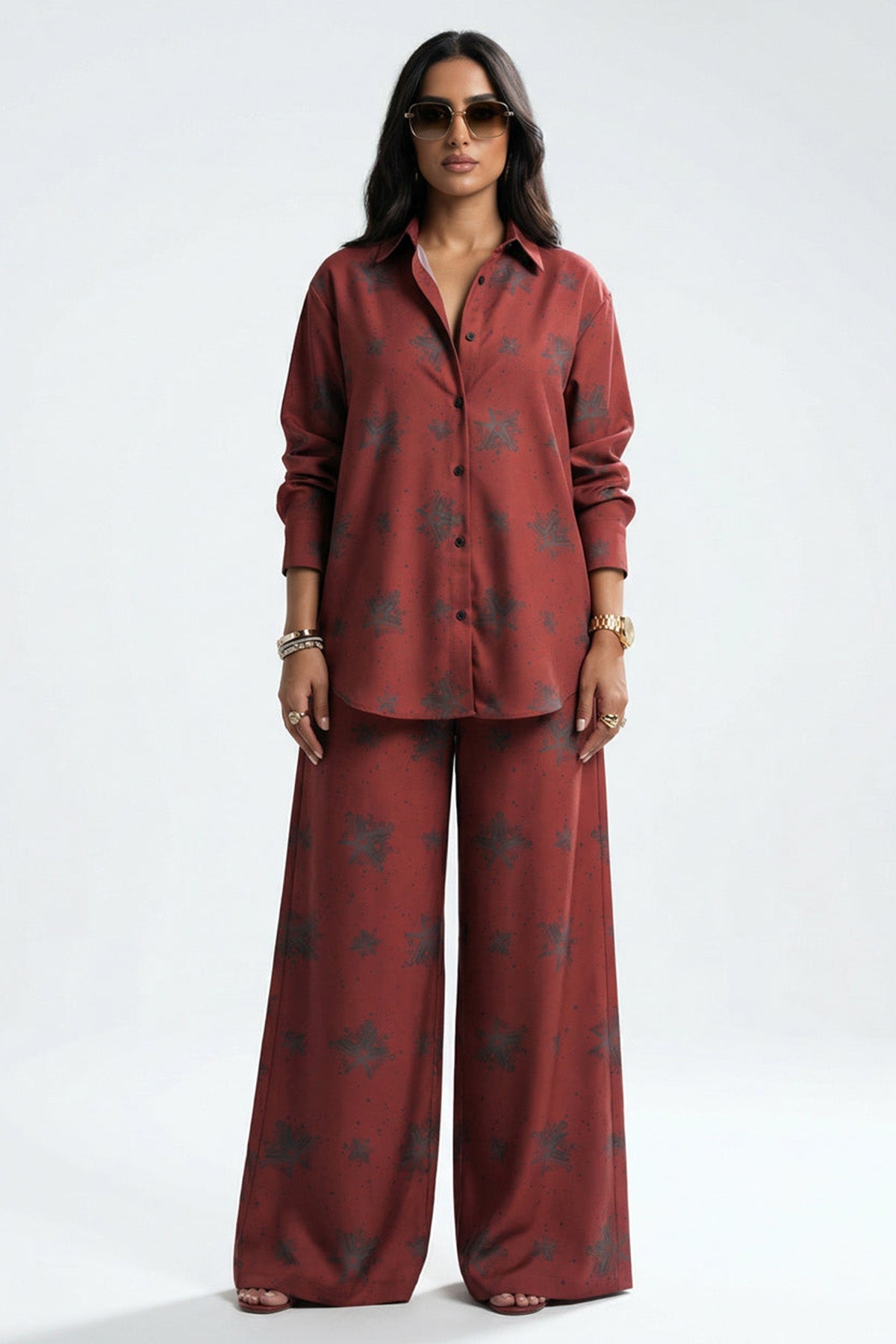 Buy Burgundy Viscose Wide Leg Pant for women by Tezhhomayaa online available at scrollnshops