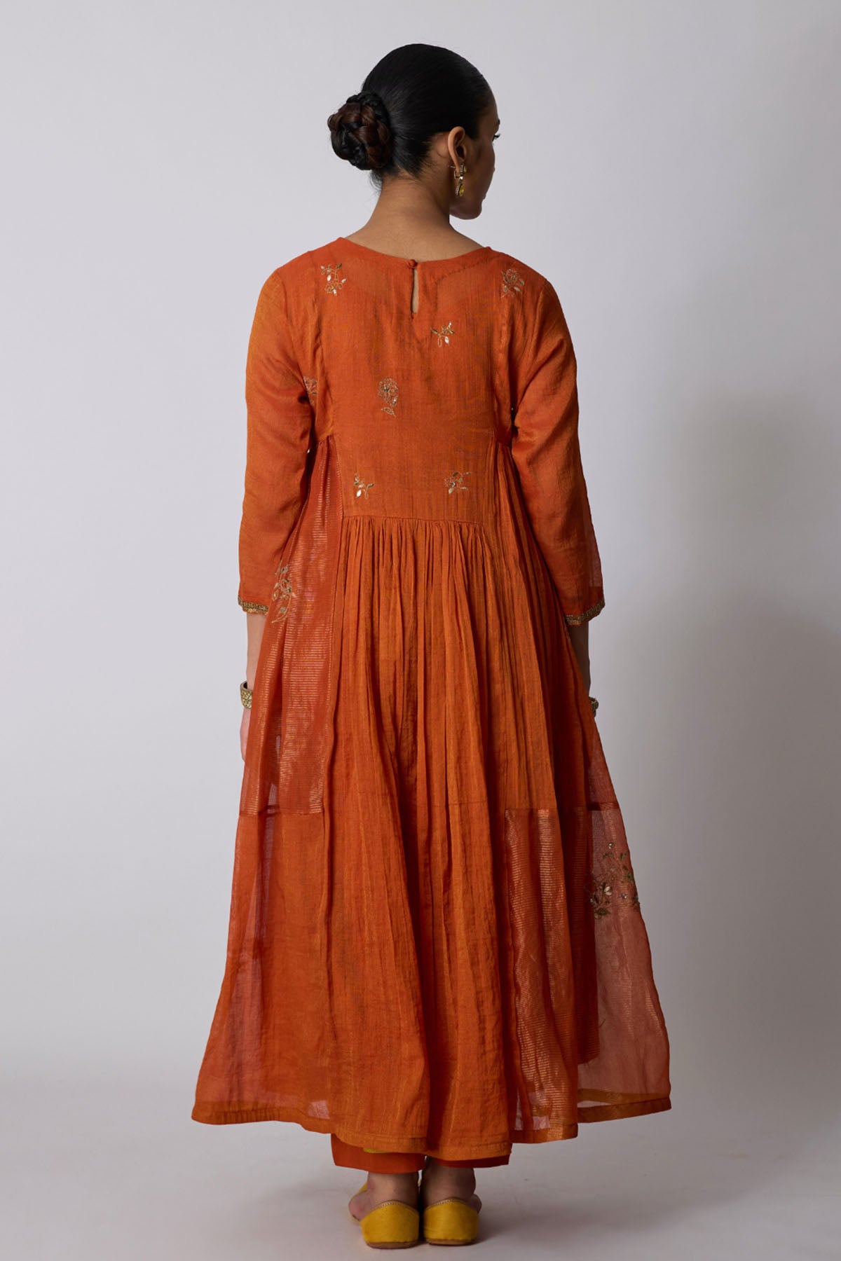 Burnt Orange Gathered Kurta Set
