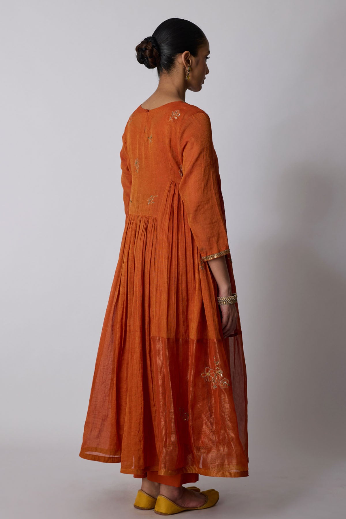 Burnt Orange Gathered Kurta Set