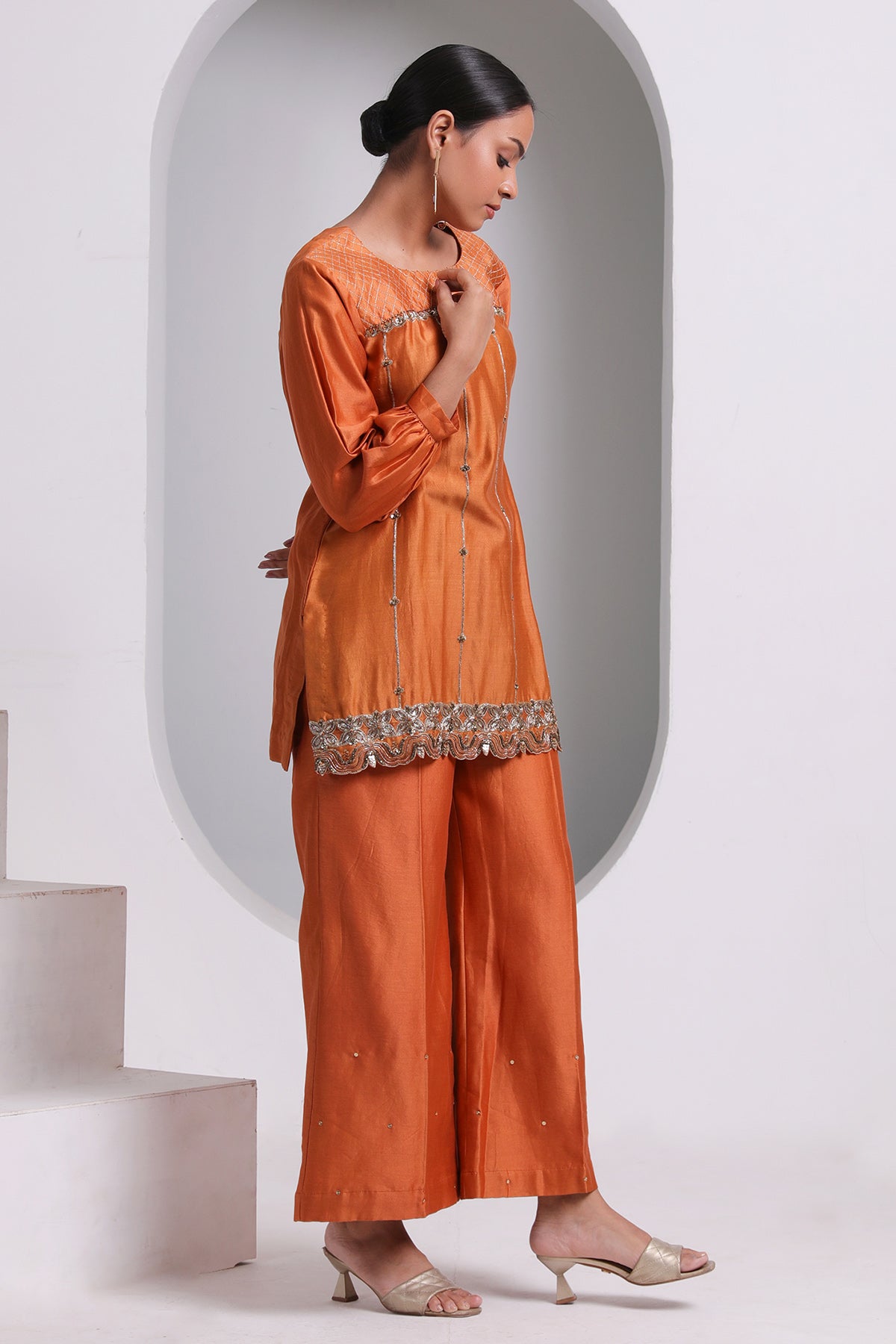 Burnt Orange Short Kurta Set