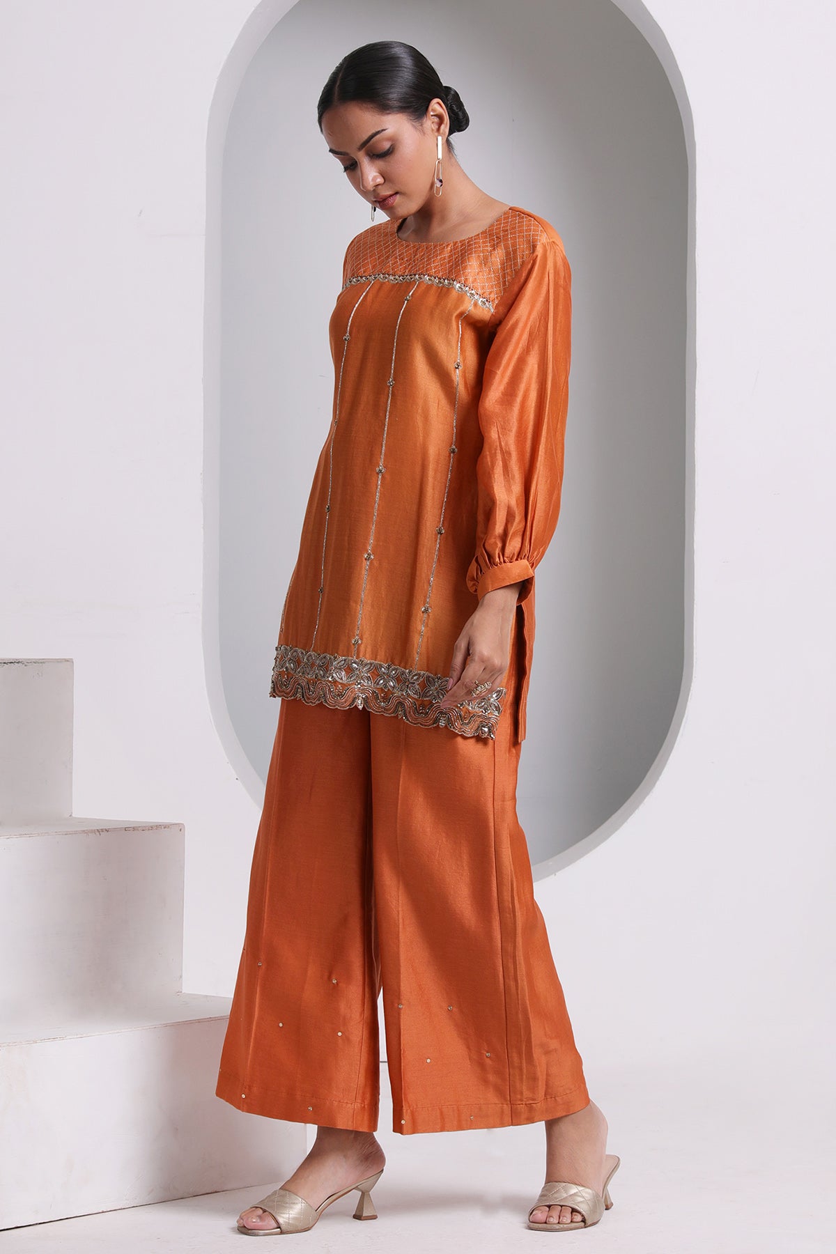 Burnt Orange Short Kurta Set