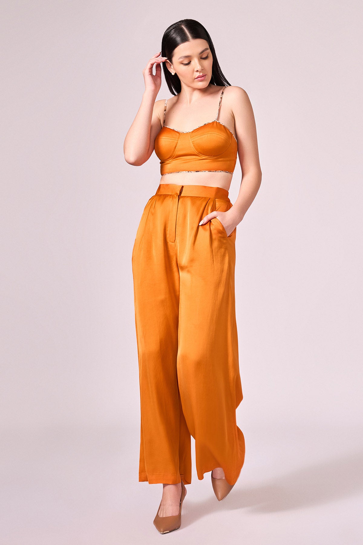 Buy Burnt Orange Straight Pants by Koswi for women online at ScrollnShops