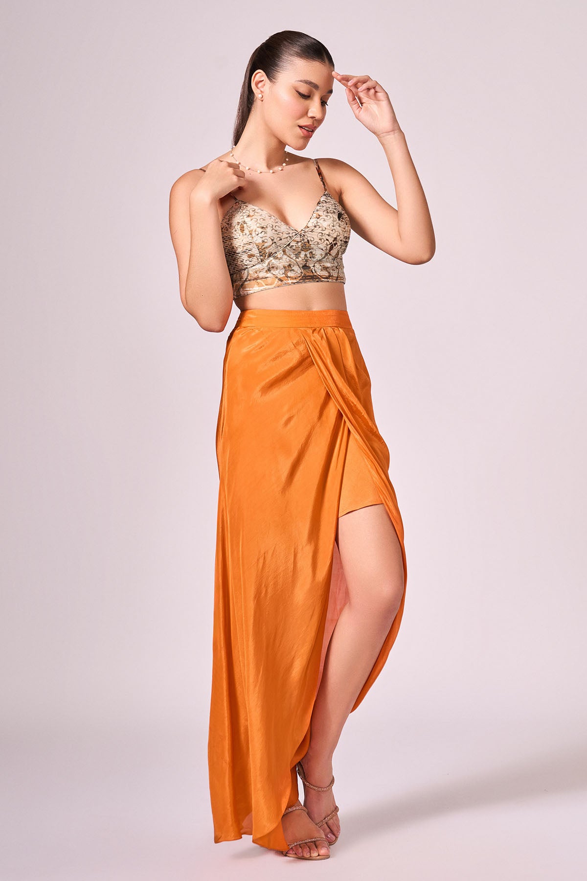 Burnt Orange Viscose Drape Skirt
