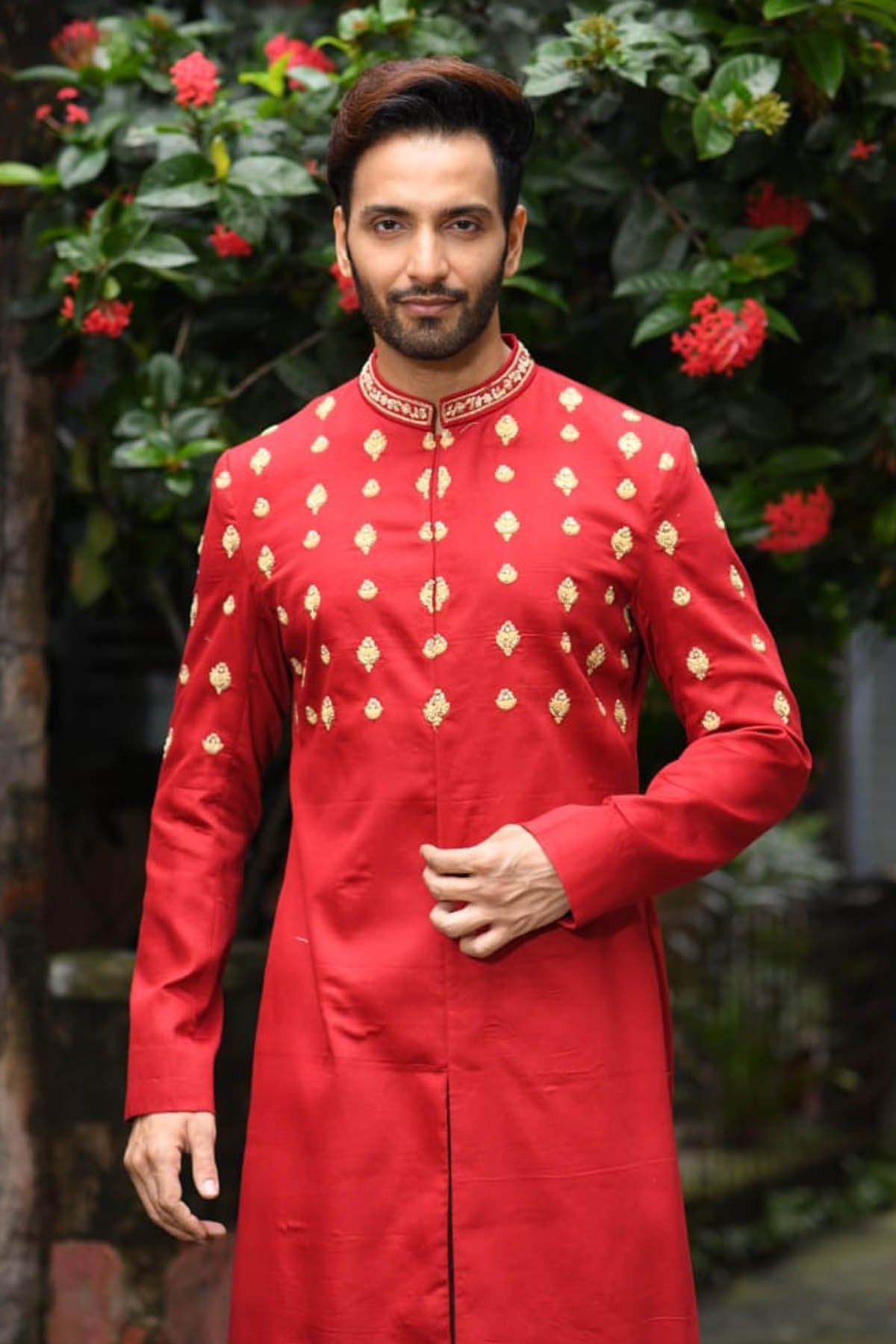 Buti Embroidered Sherwani Set