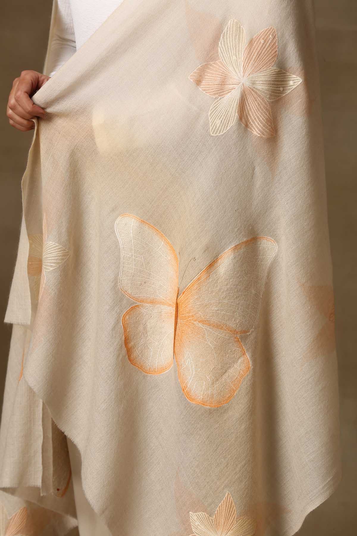 Butterfly Embroidered Stole