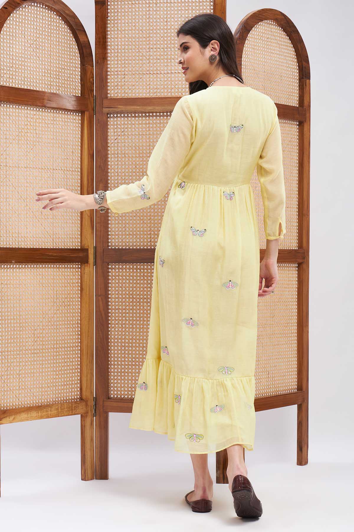 Butterfly Motif Chanderi Dress