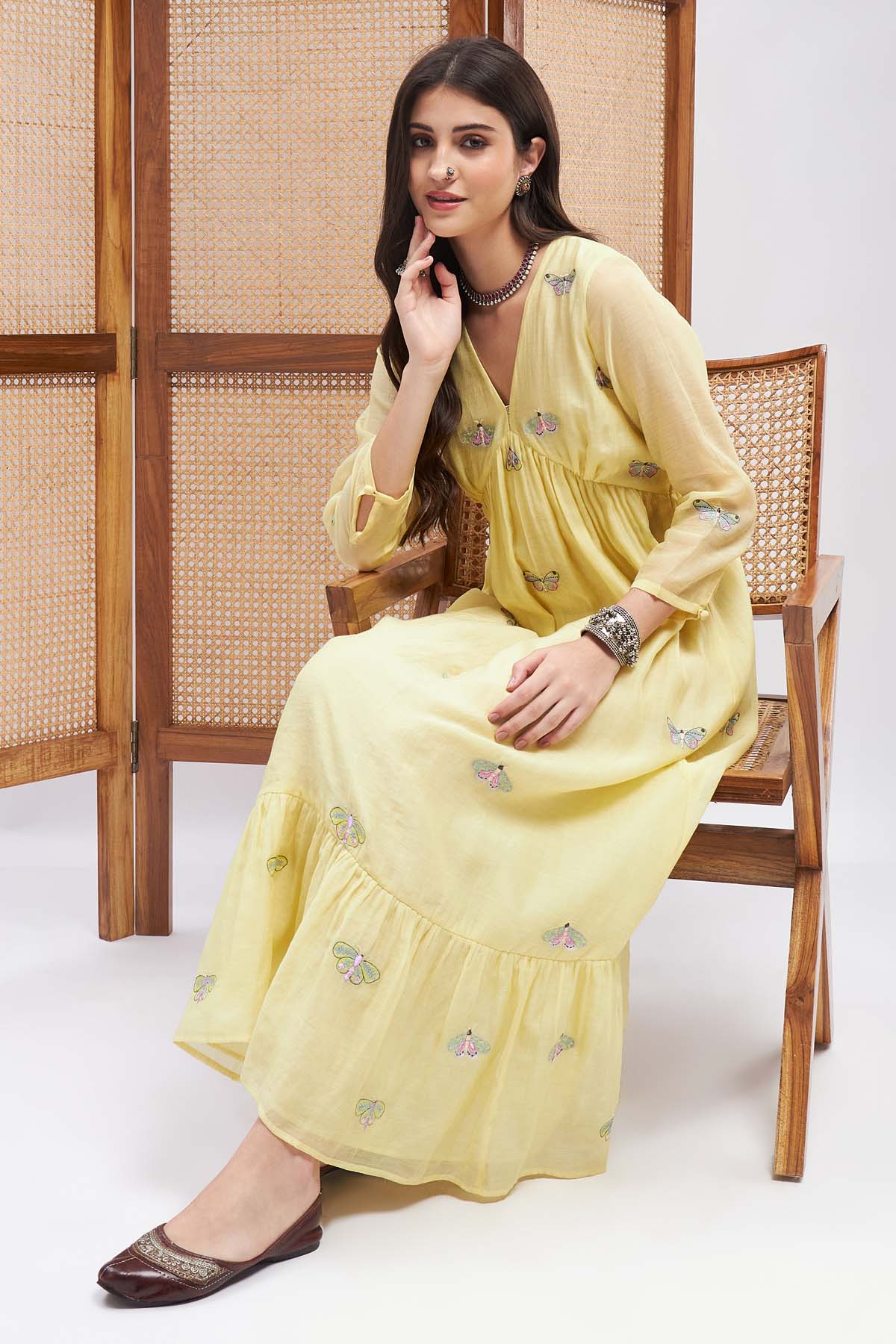 Butterfly Motif Chanderi Dress
