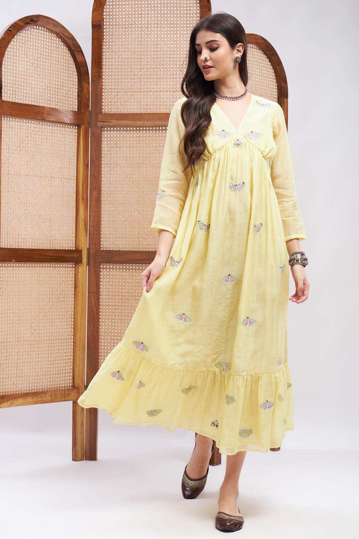 Butterfly Motif Chanderi Dress