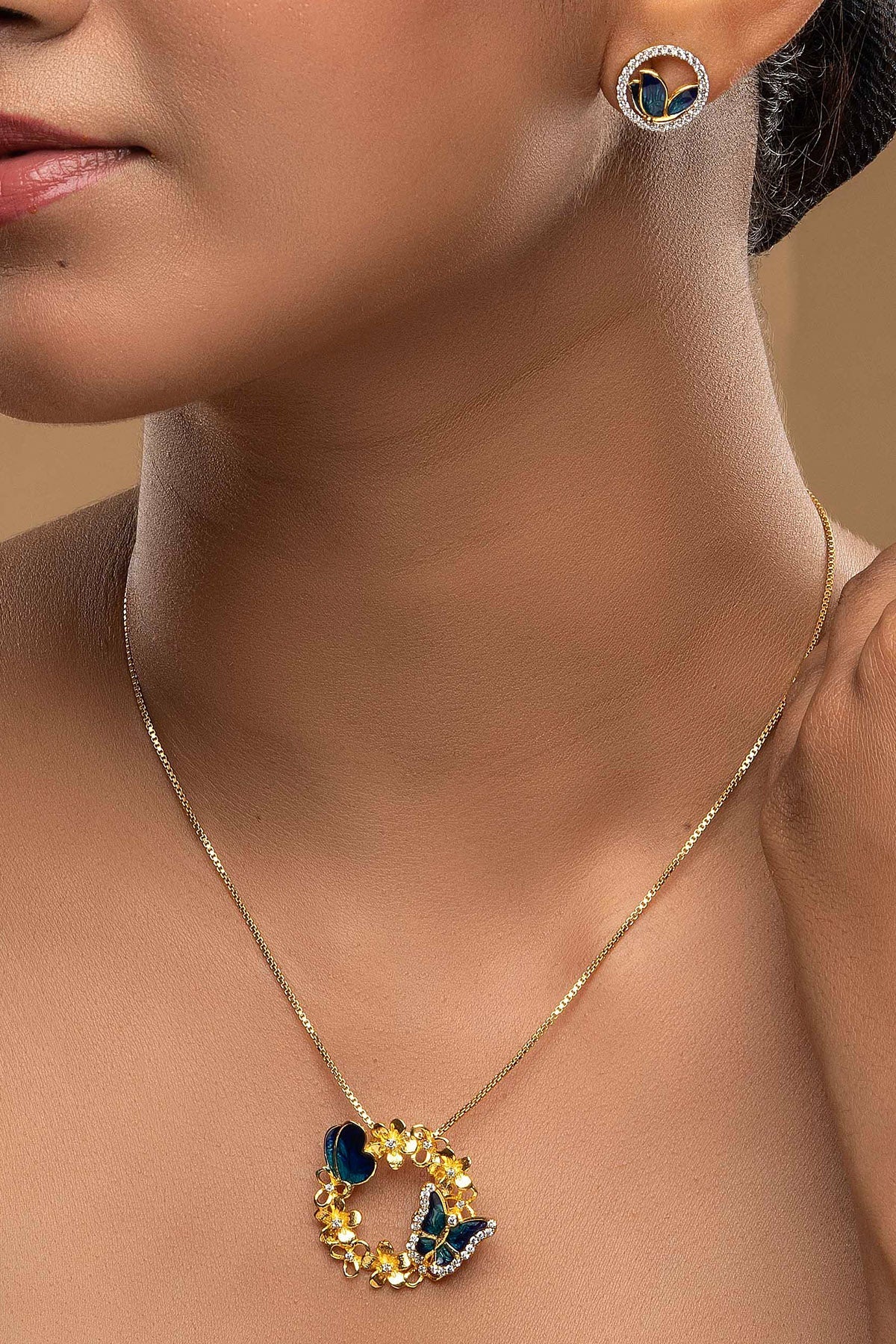 Buy Butterfly Shaped Pendant Set for women by Sica online available at scrollnshops