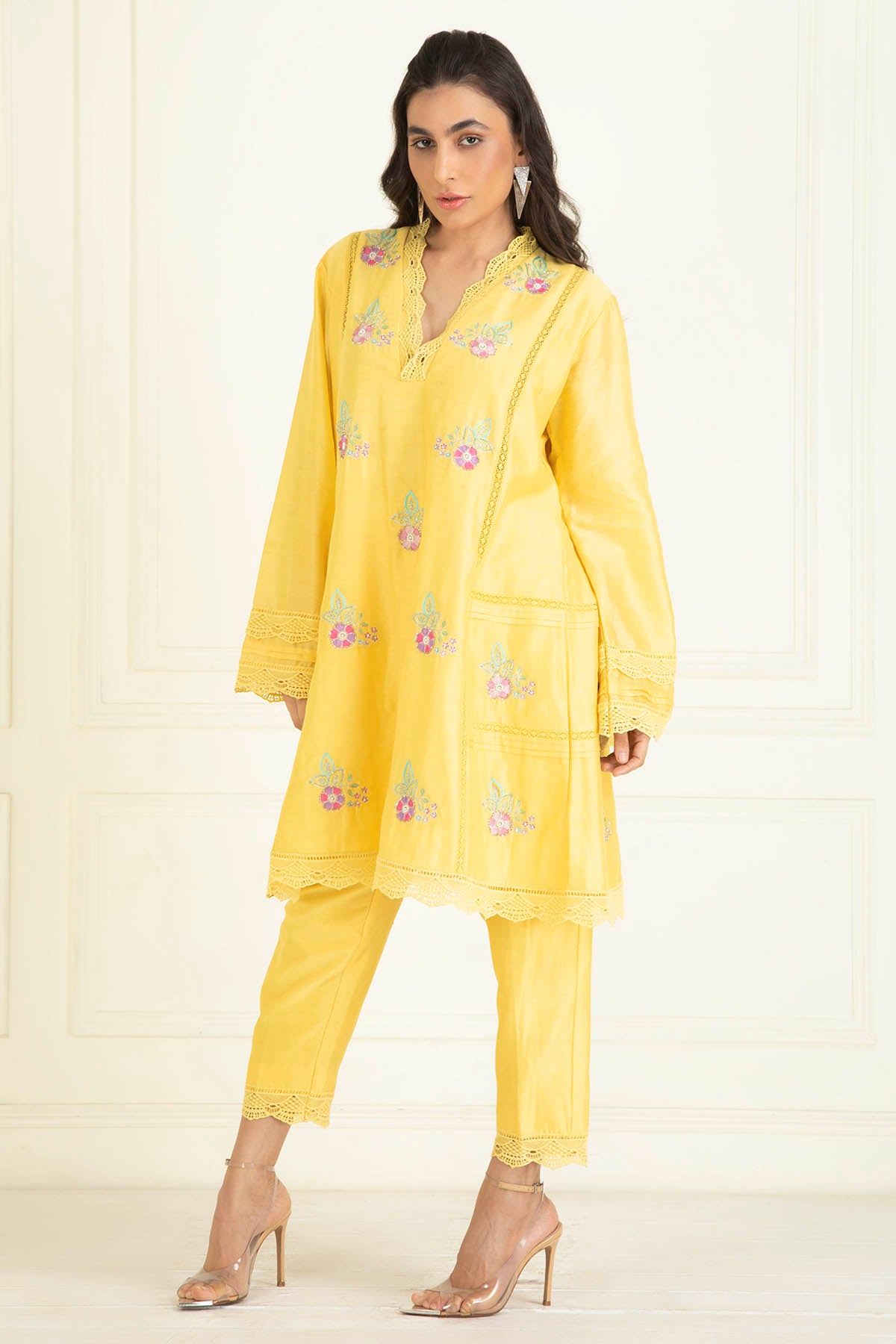 Canary Yellow Chanderi Kurta Set