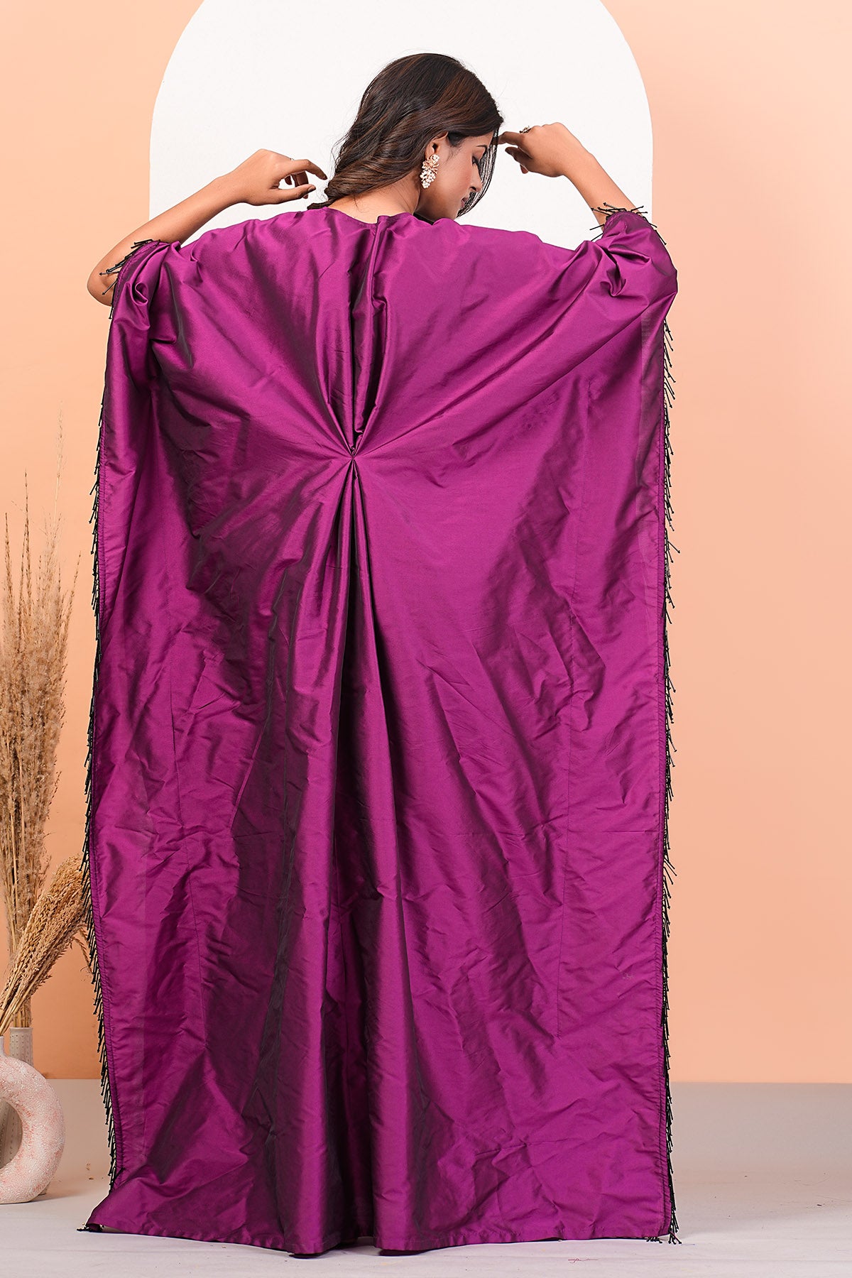 Cardinal Pink V-Neck Long Kaftan