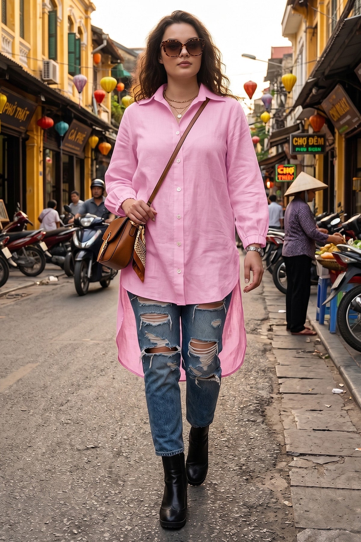 Buy Carnation Pink High Low Shirt for women by Sneha B online available at scrollnshops