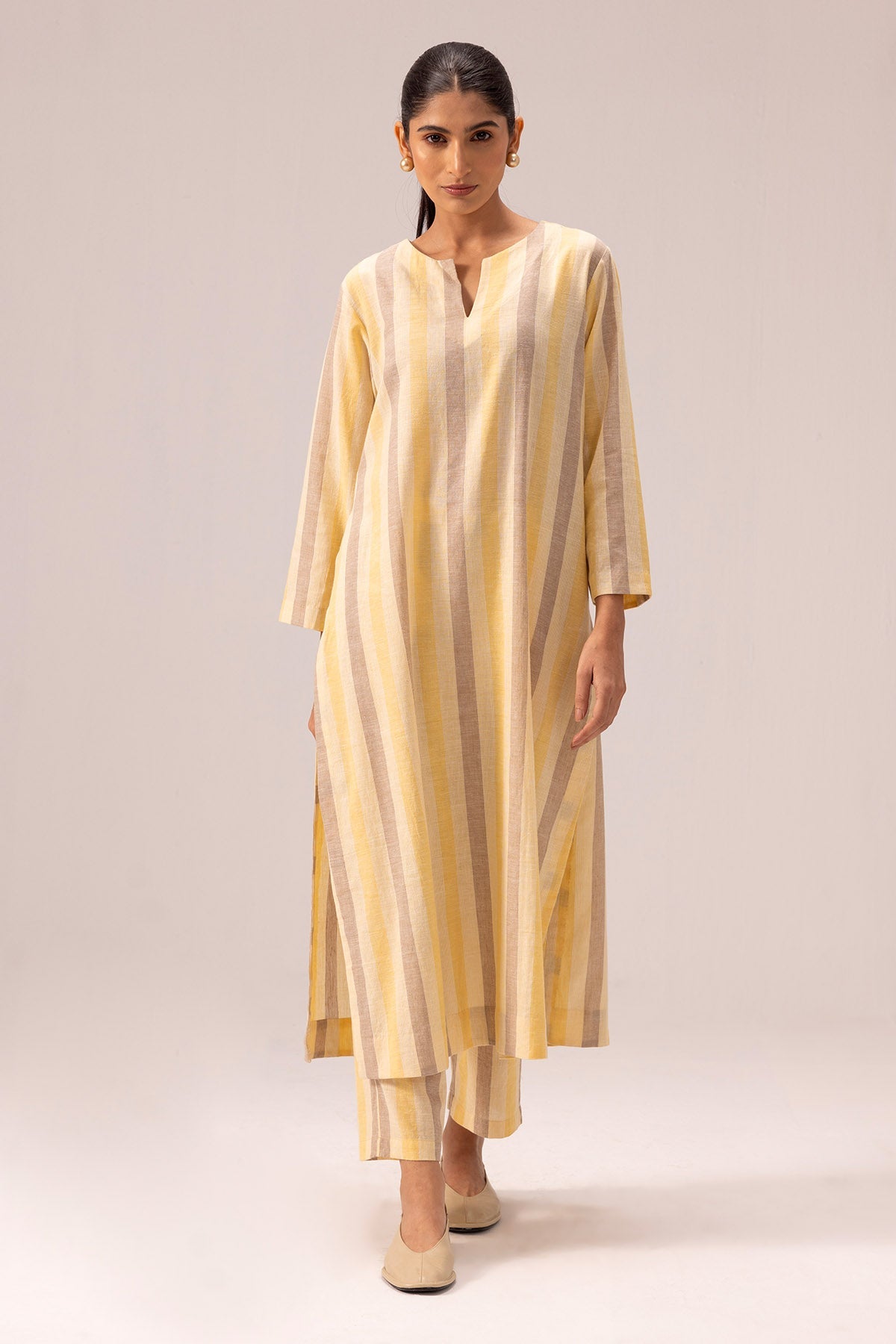 Buy Casual Cotton Yellow Kurta Set By Label Shreya Sharma For Women Online at ScrollnShops