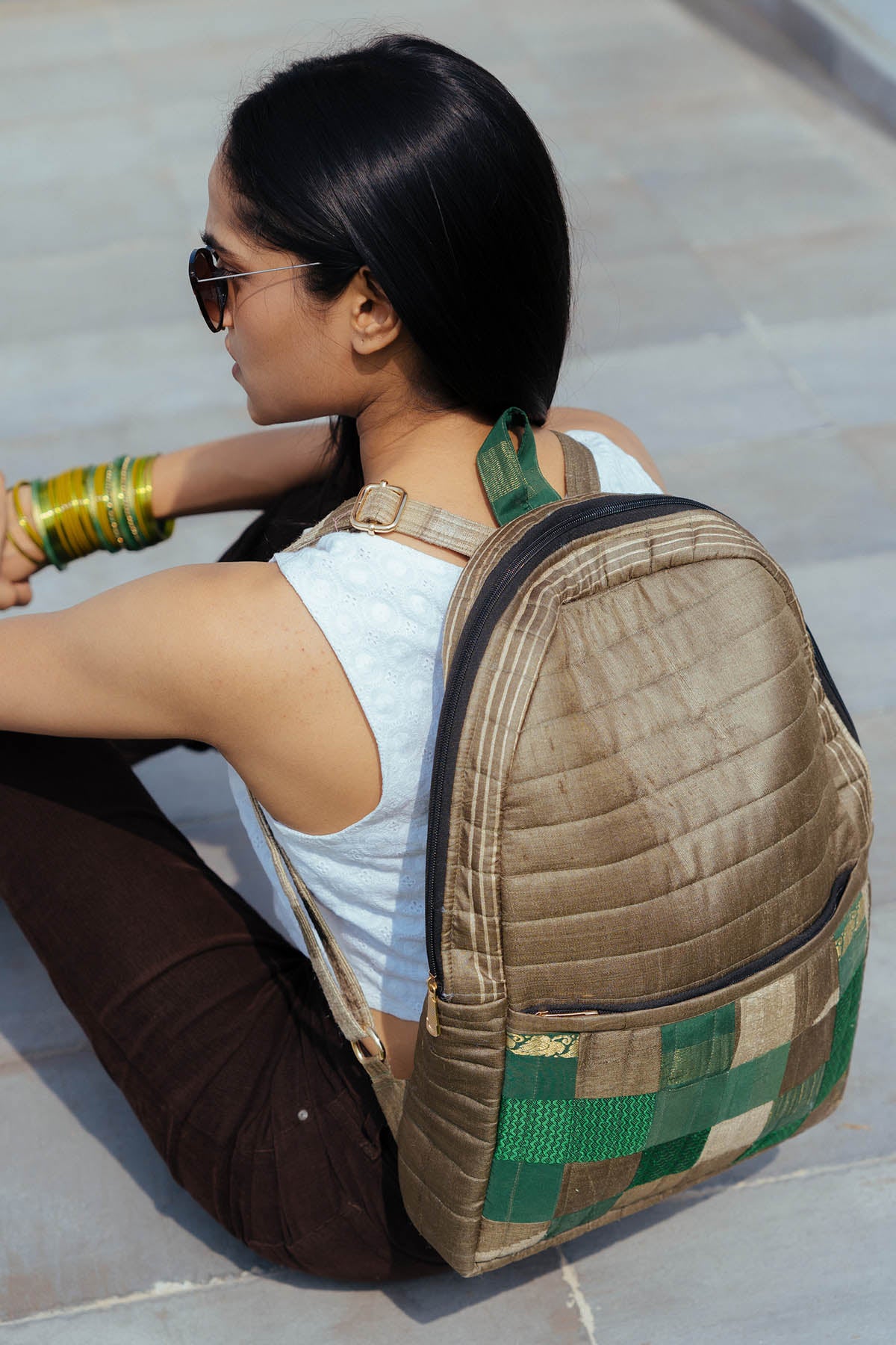 Cement Godhadi Patchwork Silk Bag