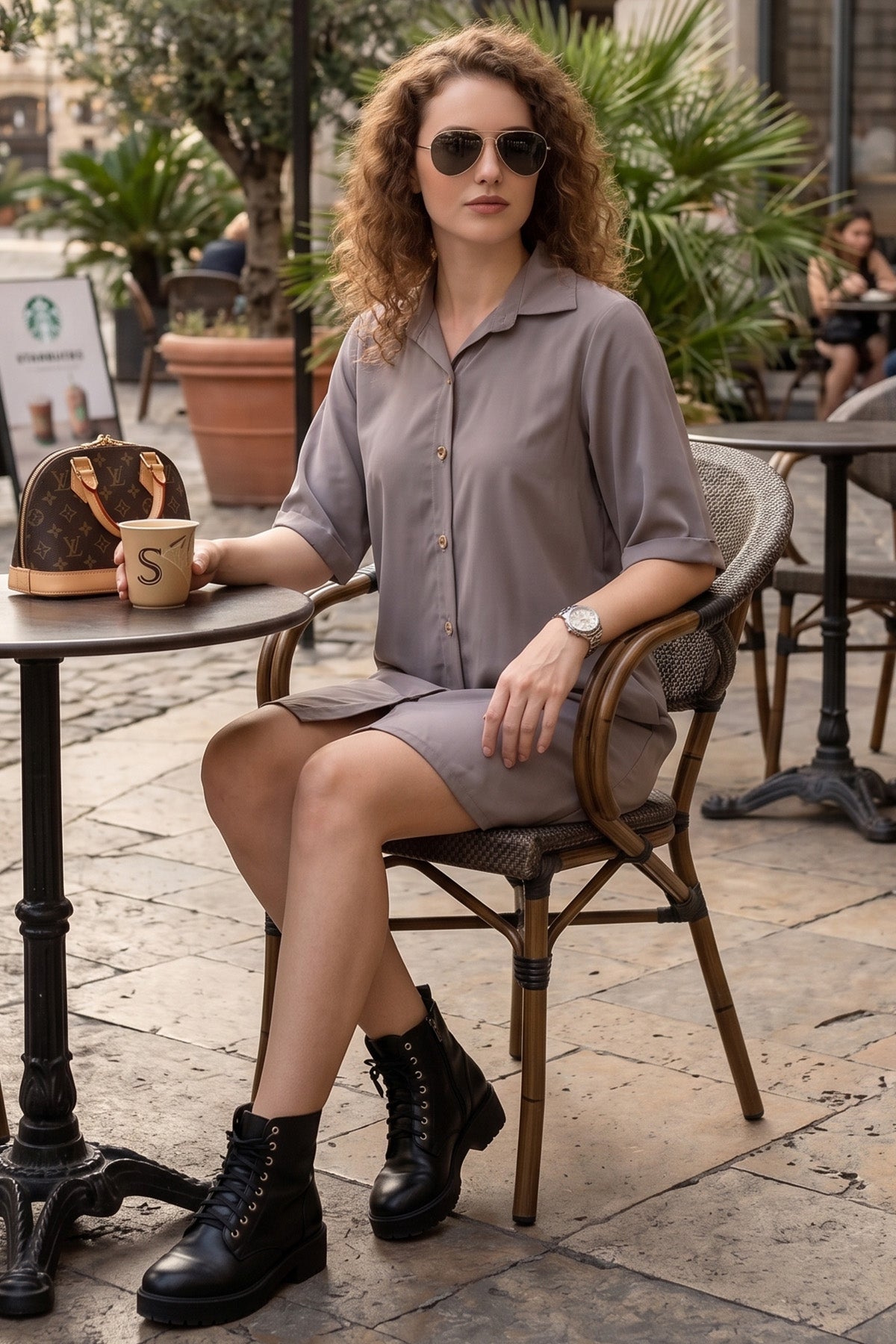 Cement Grey Bamboo Cotton Dress