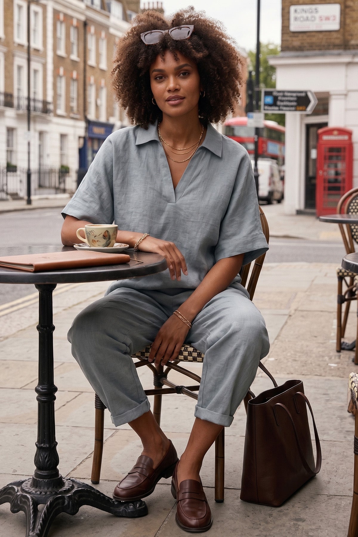 Cement Grey Half Sleeves Top