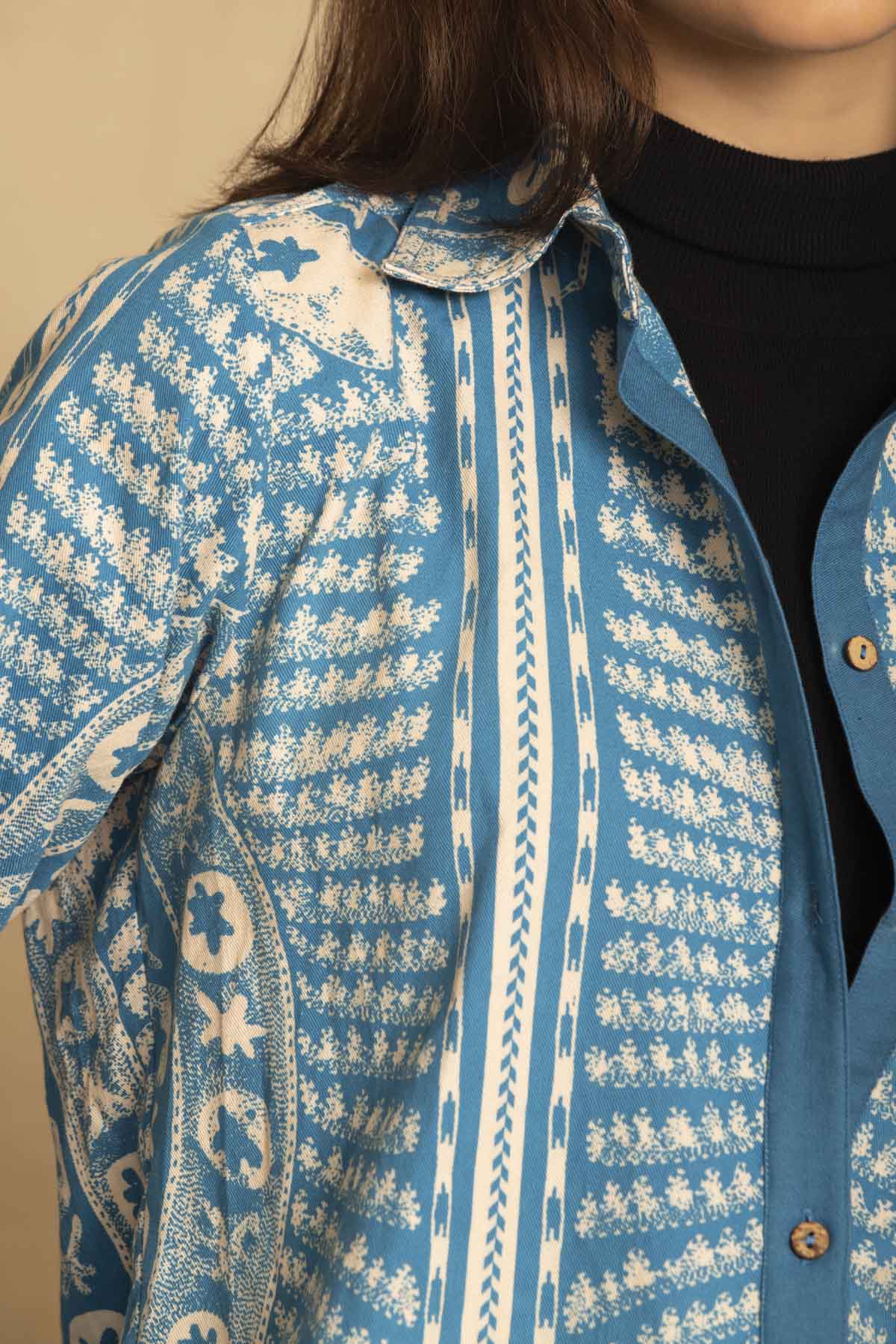 Cerulean Blue Ethnic Shirt