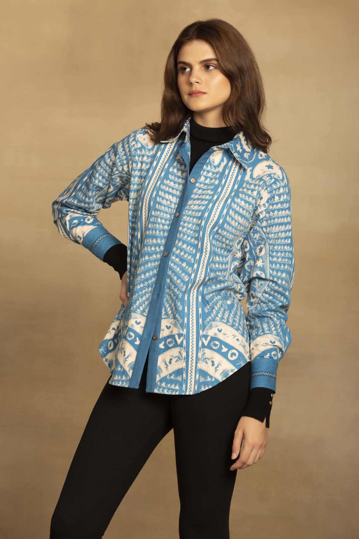 Cerulean Blue Ethnic Shirt