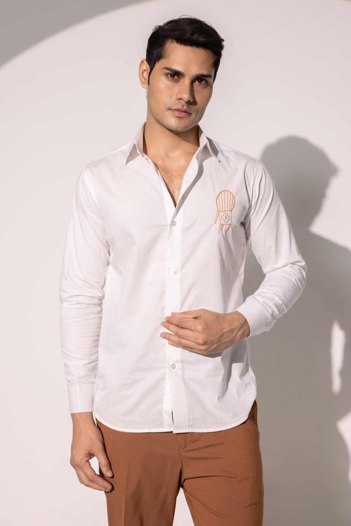 Chair Embroidered White Shirt