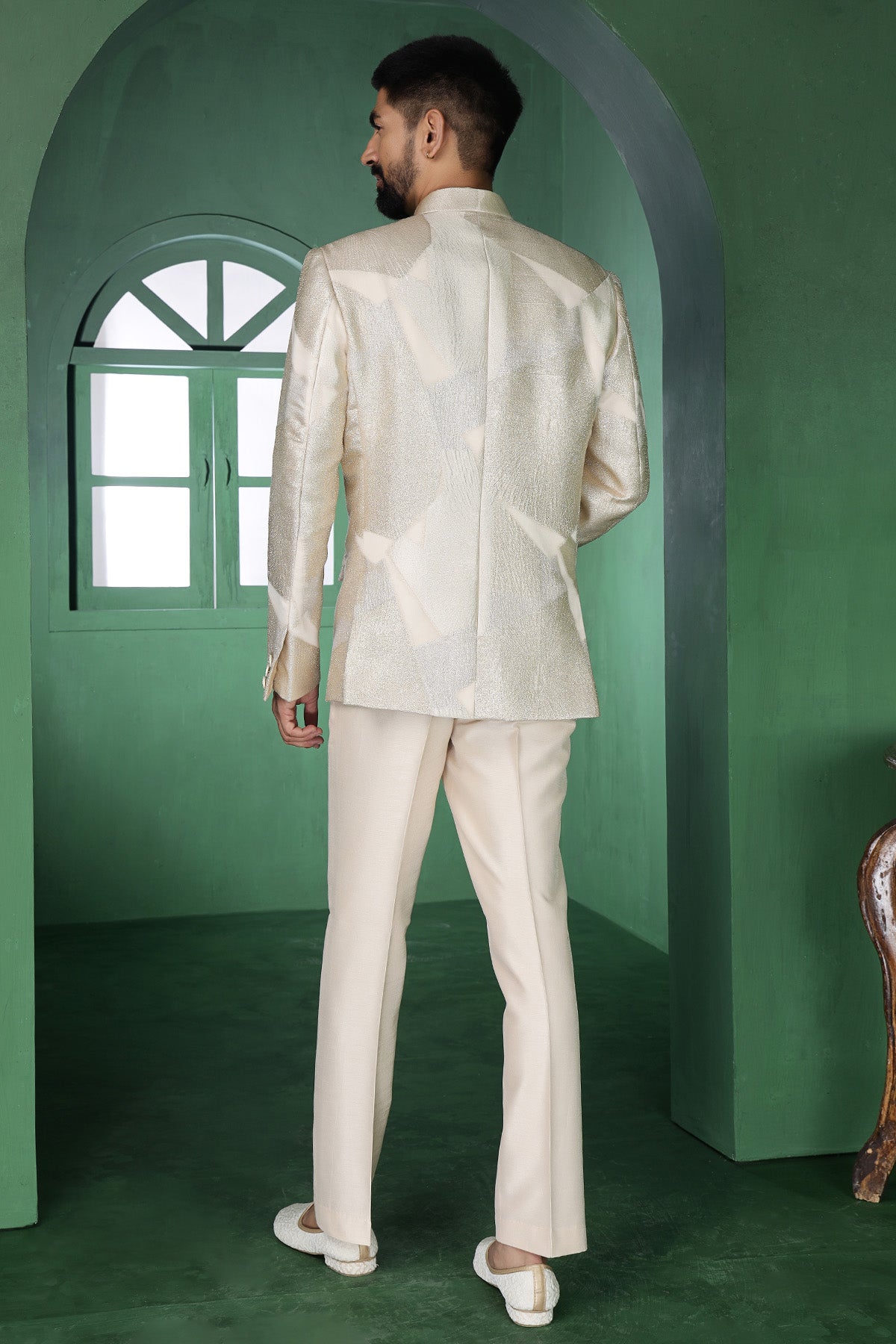 Champagne Tissue Bandhgala Set