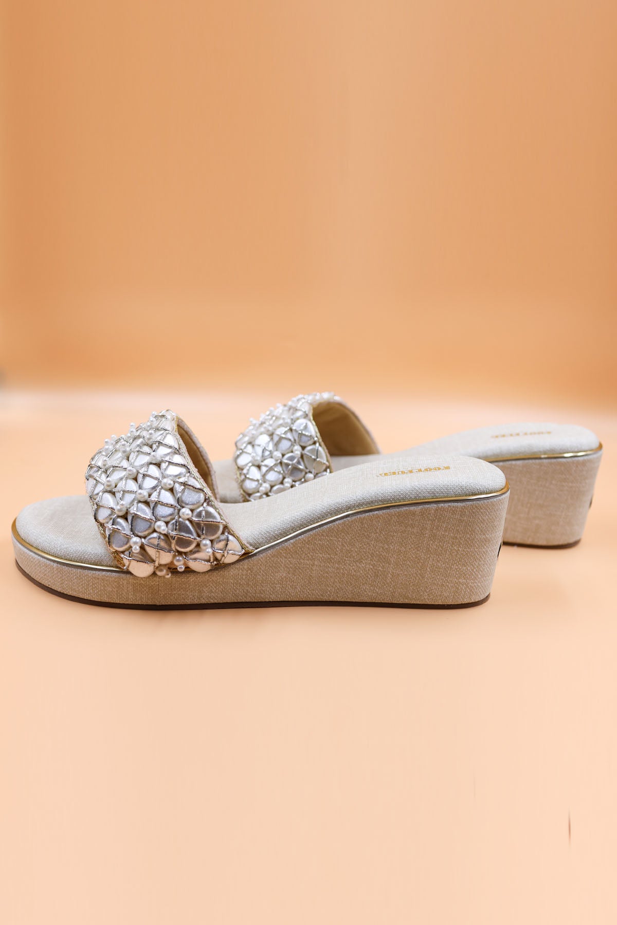 Champagne Zardosi Work Wedges