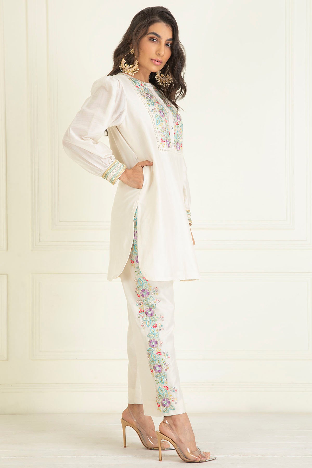 Chanderi Embellished Kurta Set