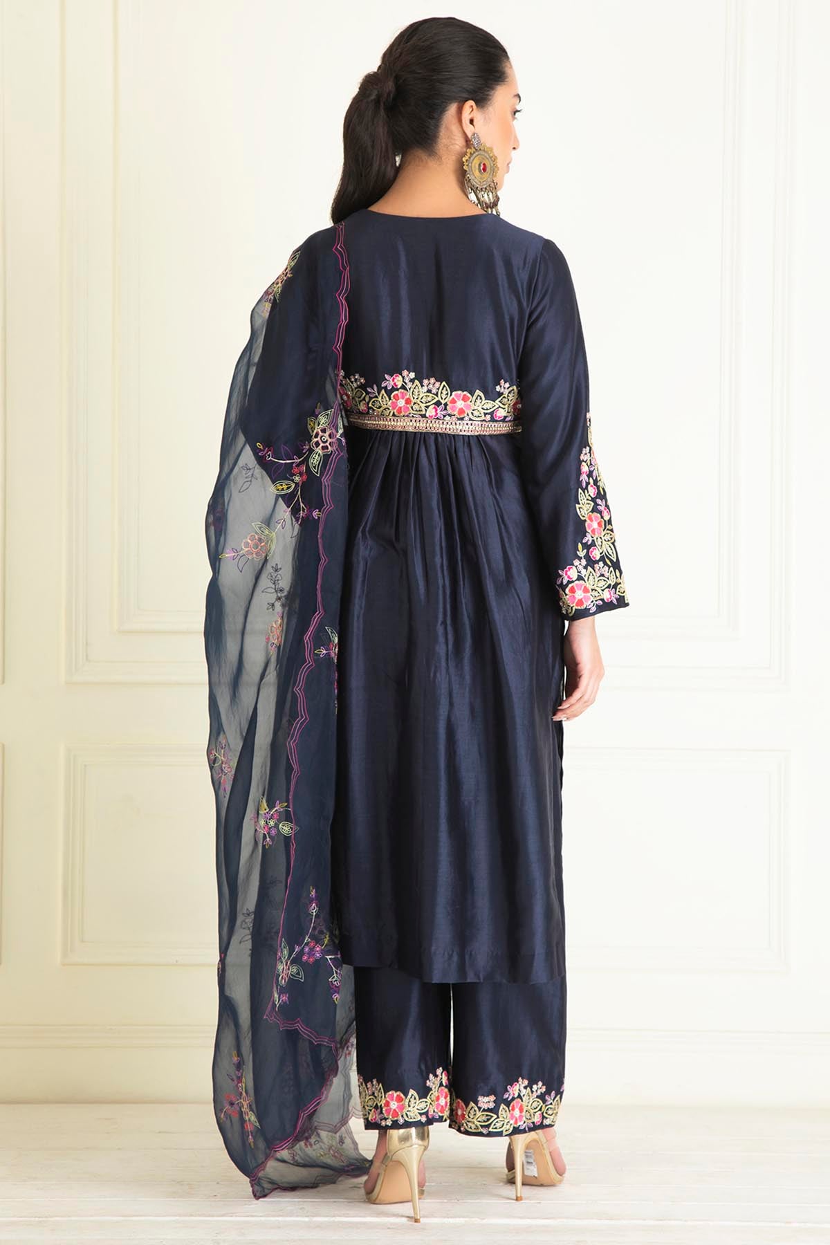 Midnight Blue Chanderi Anarkali Set