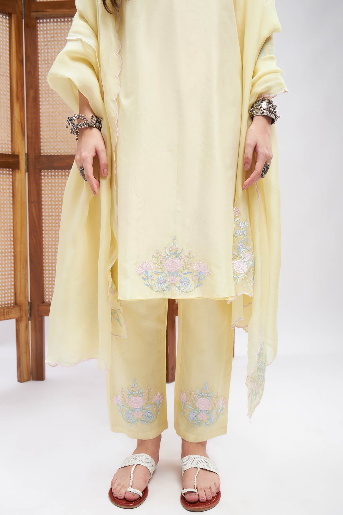 Floral Resham Chanderi Kurta Set