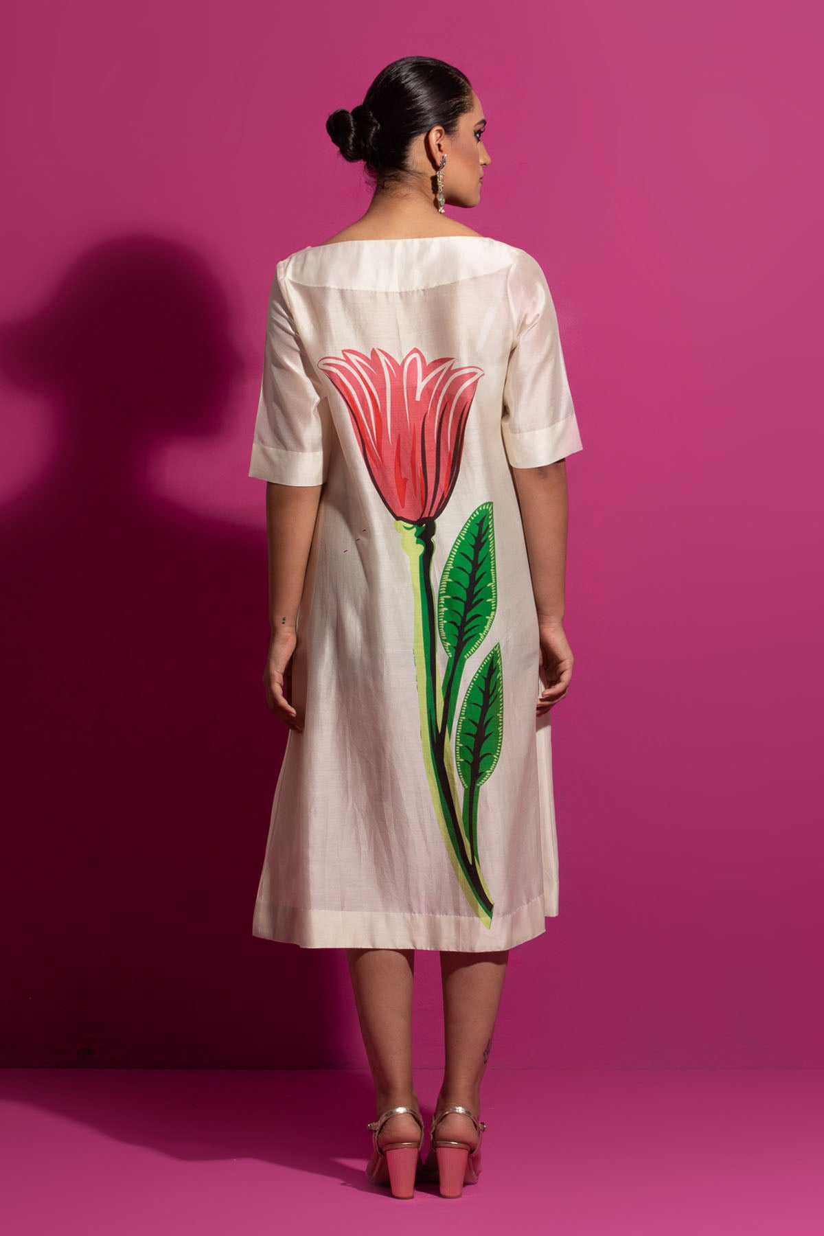 Chanderi Floral Print Dress