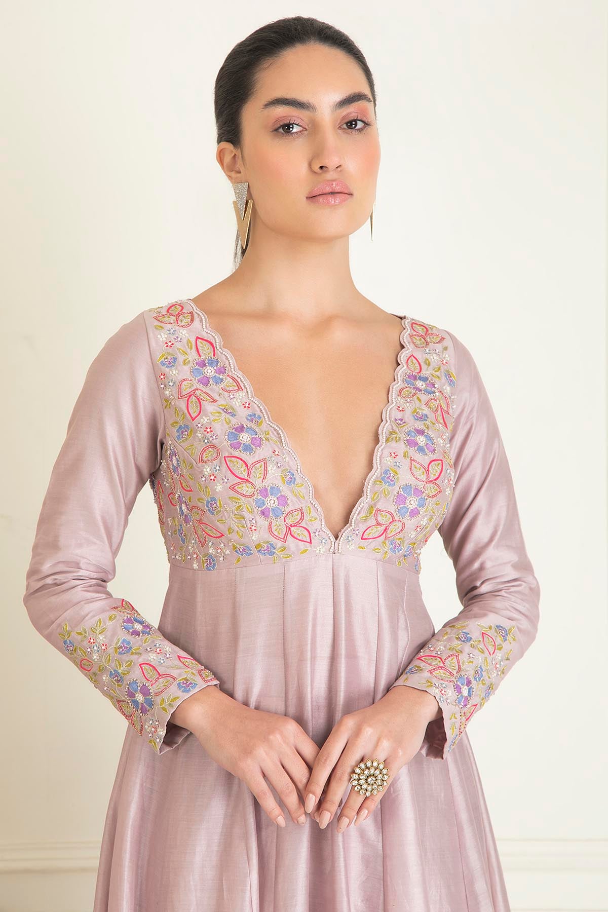 Chanderi Handcrafted Anarkali Set