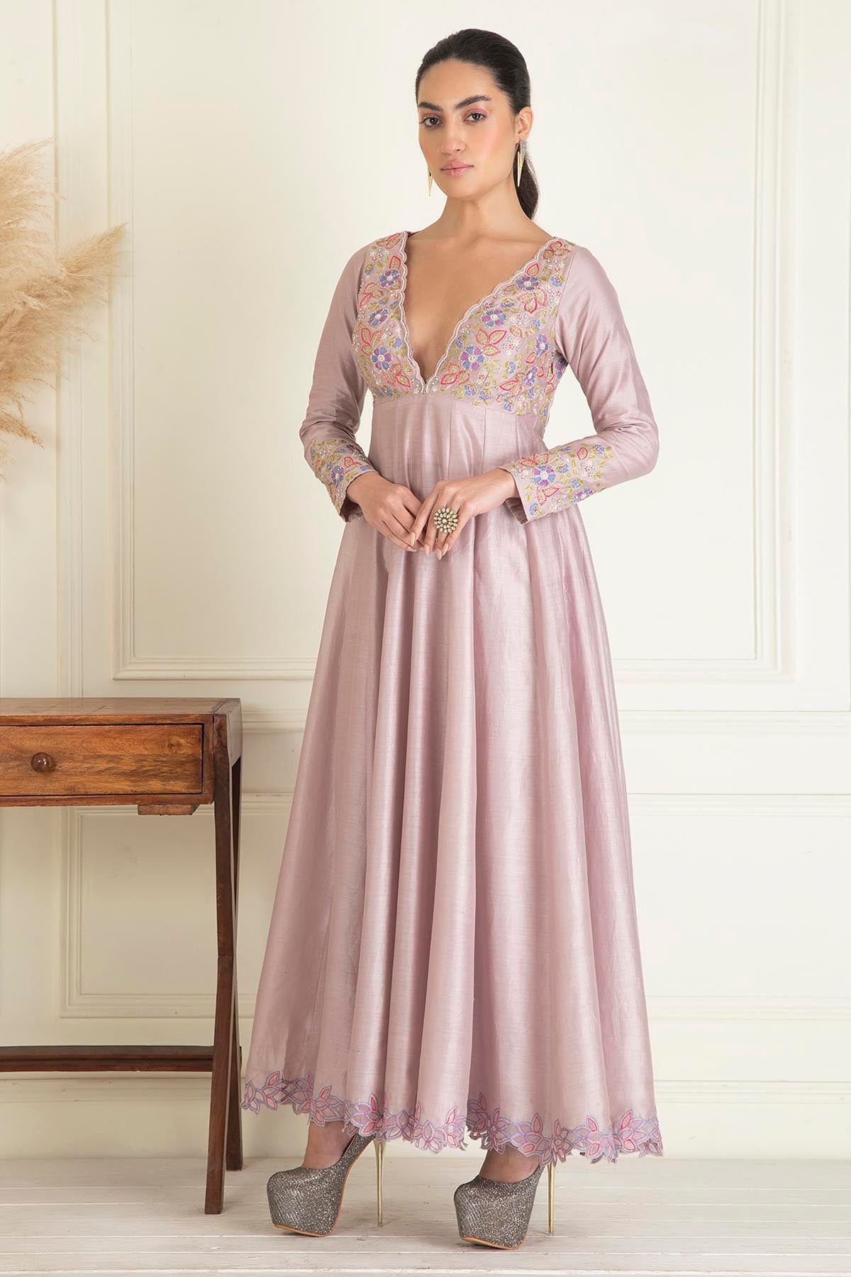 Chanderi Handcrafted Anarkali Set