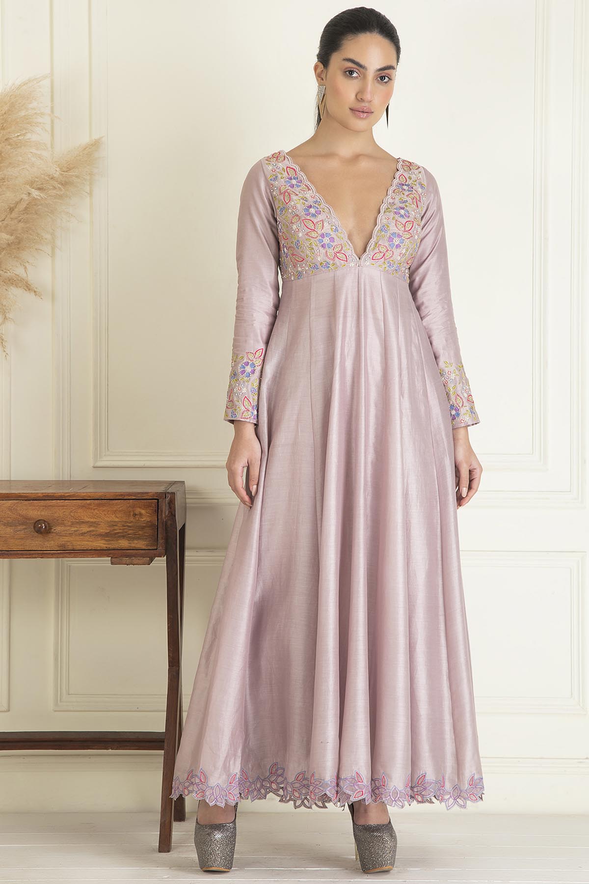 Chanderi Handcrafted Anarkali Set