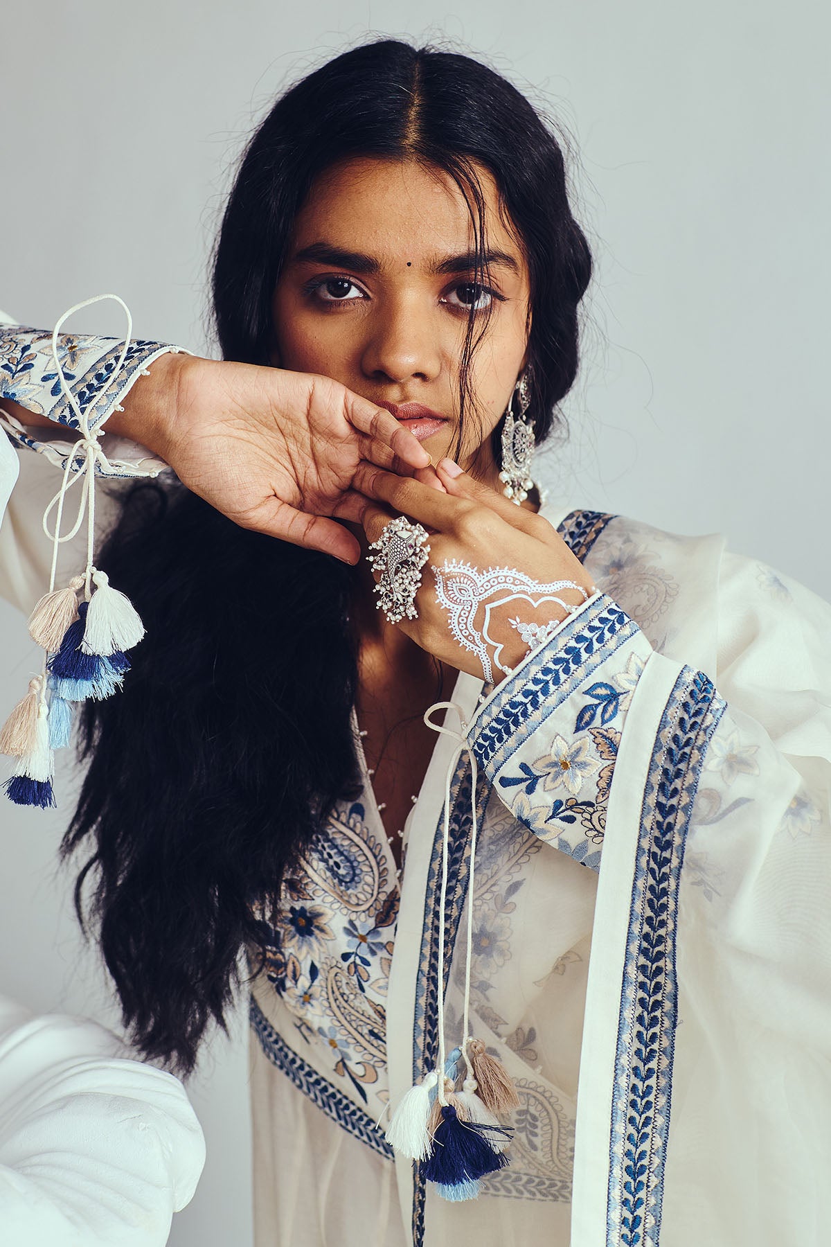 Chanderi Angrakha Anarkali Set