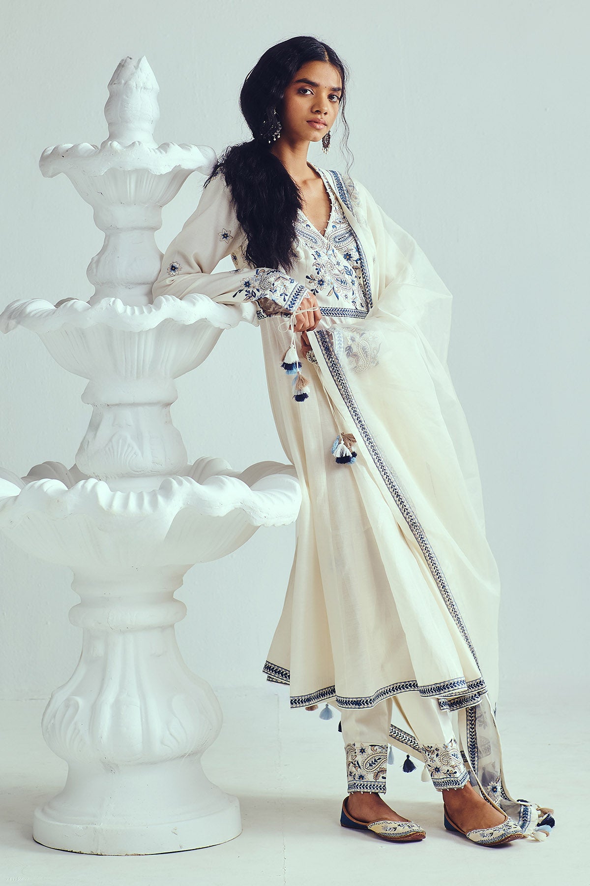 Chanderi Angrakha Anarkali Set