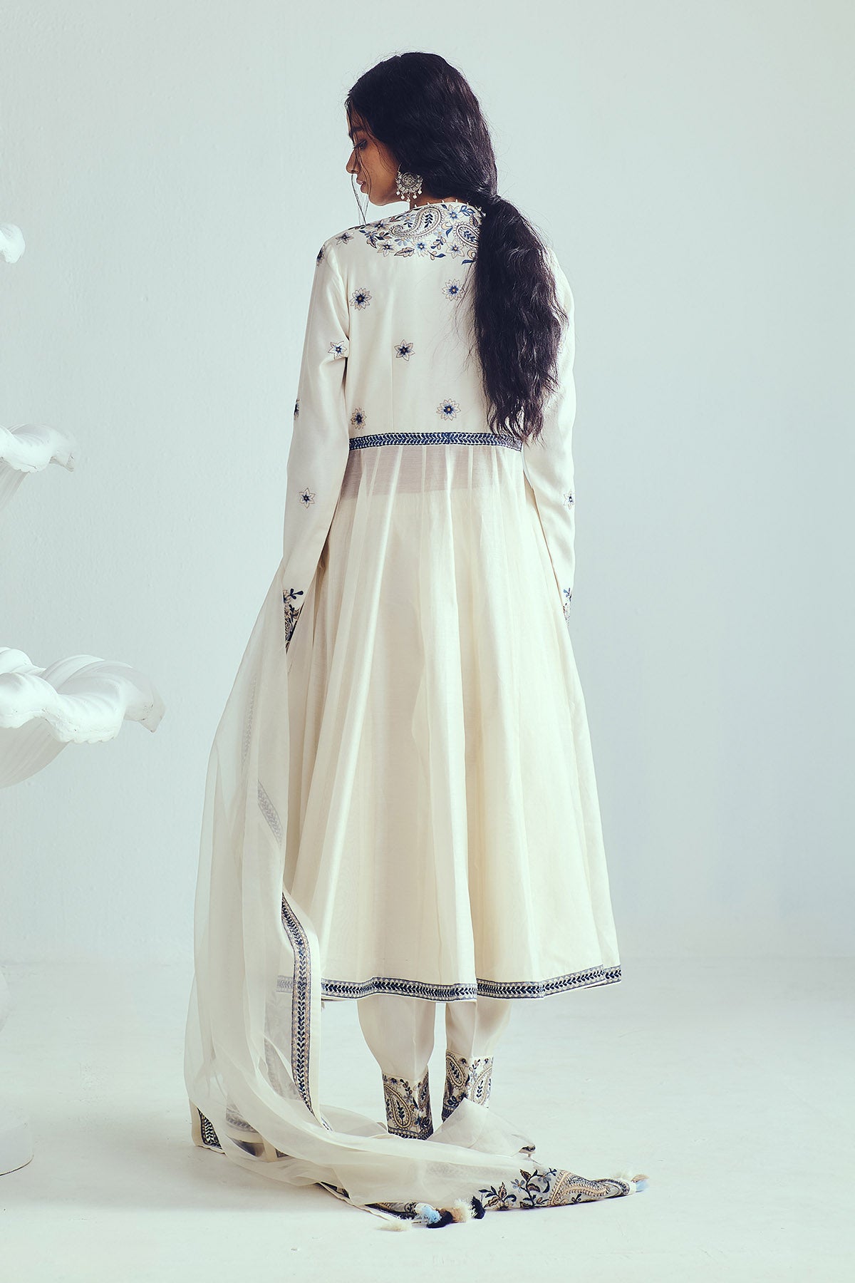 Chanderi Angrakha Anarkali Set