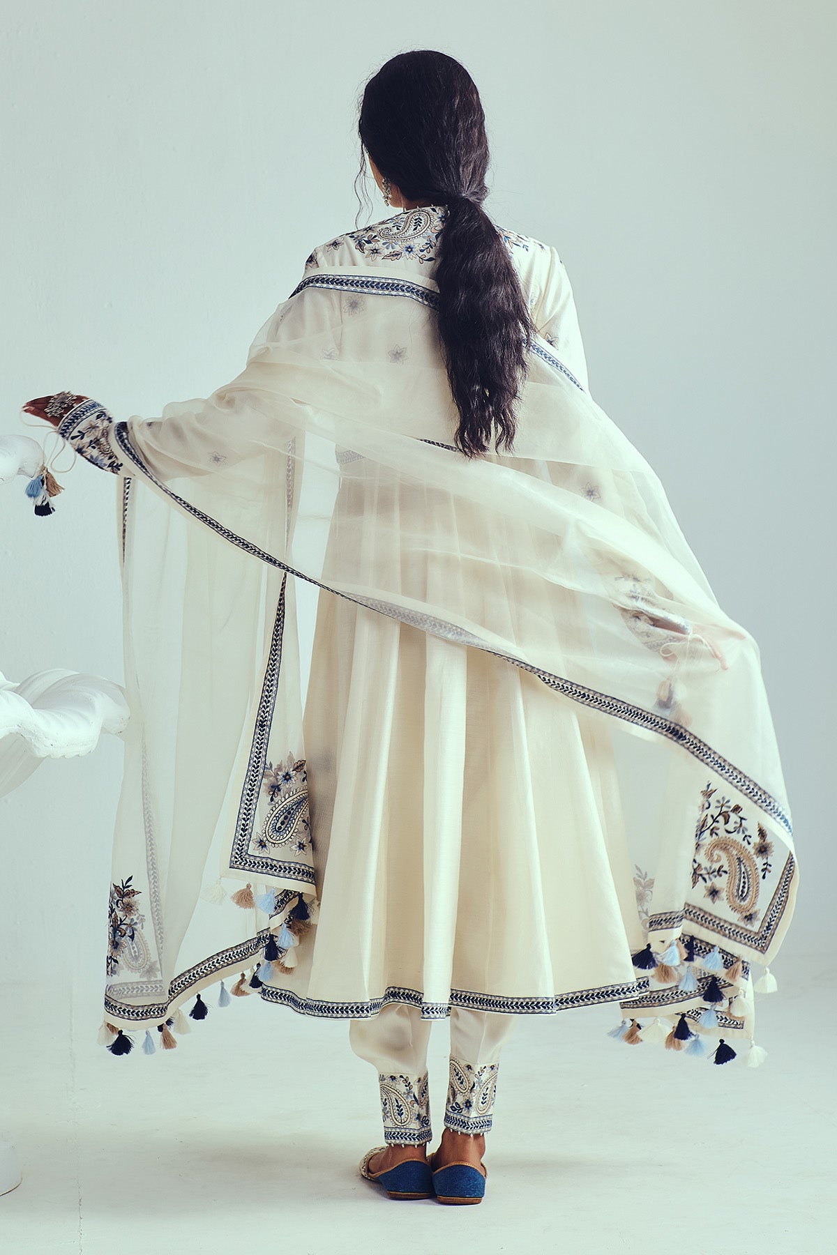 Chanderi Angrakha Anarkali Set