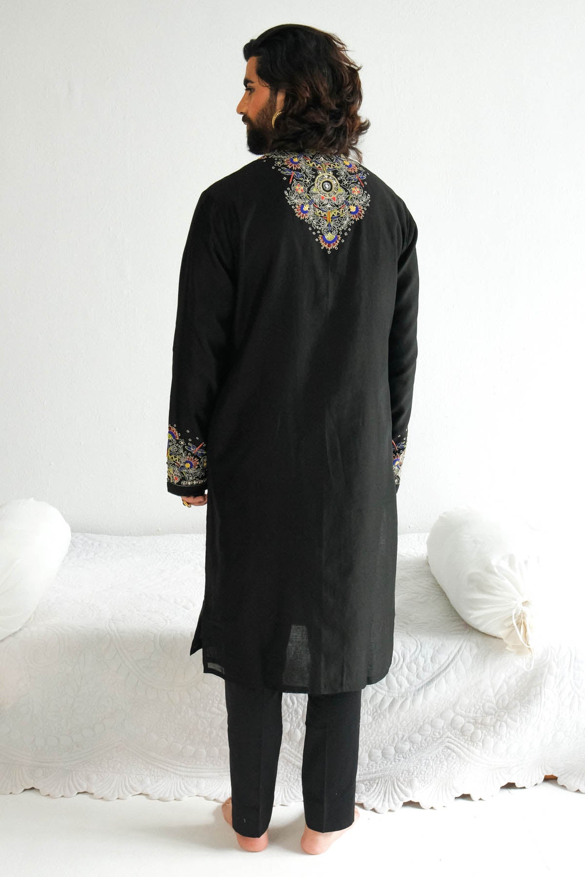 Chanderi Black Kurta & Pyjama