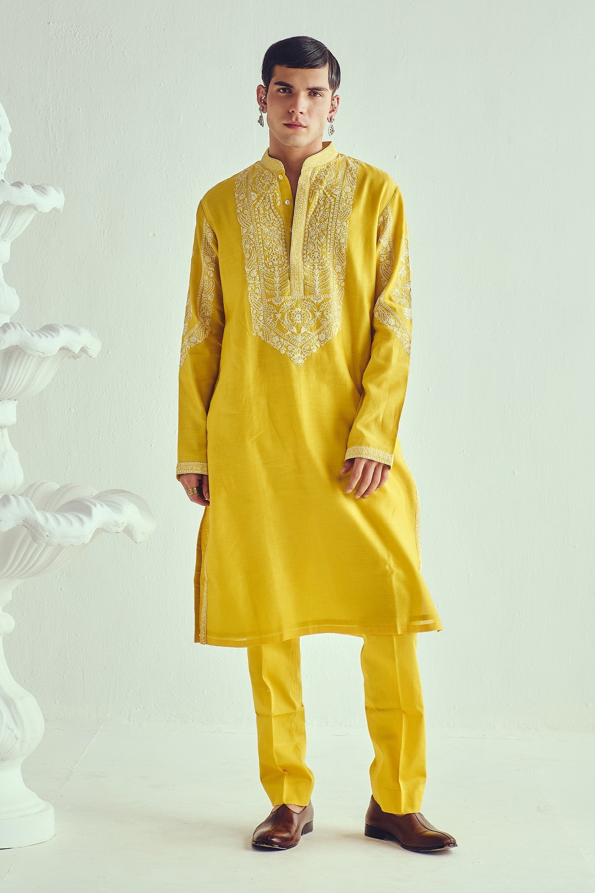 Buy Chanderi Dori Work Kurta Set by WABI SABI for Men online at ScrollnShops