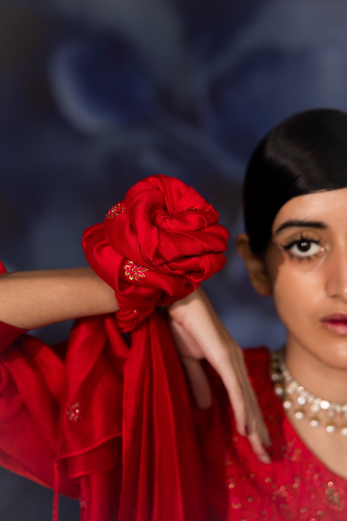 Chanderi Embroidered Red Dupatta