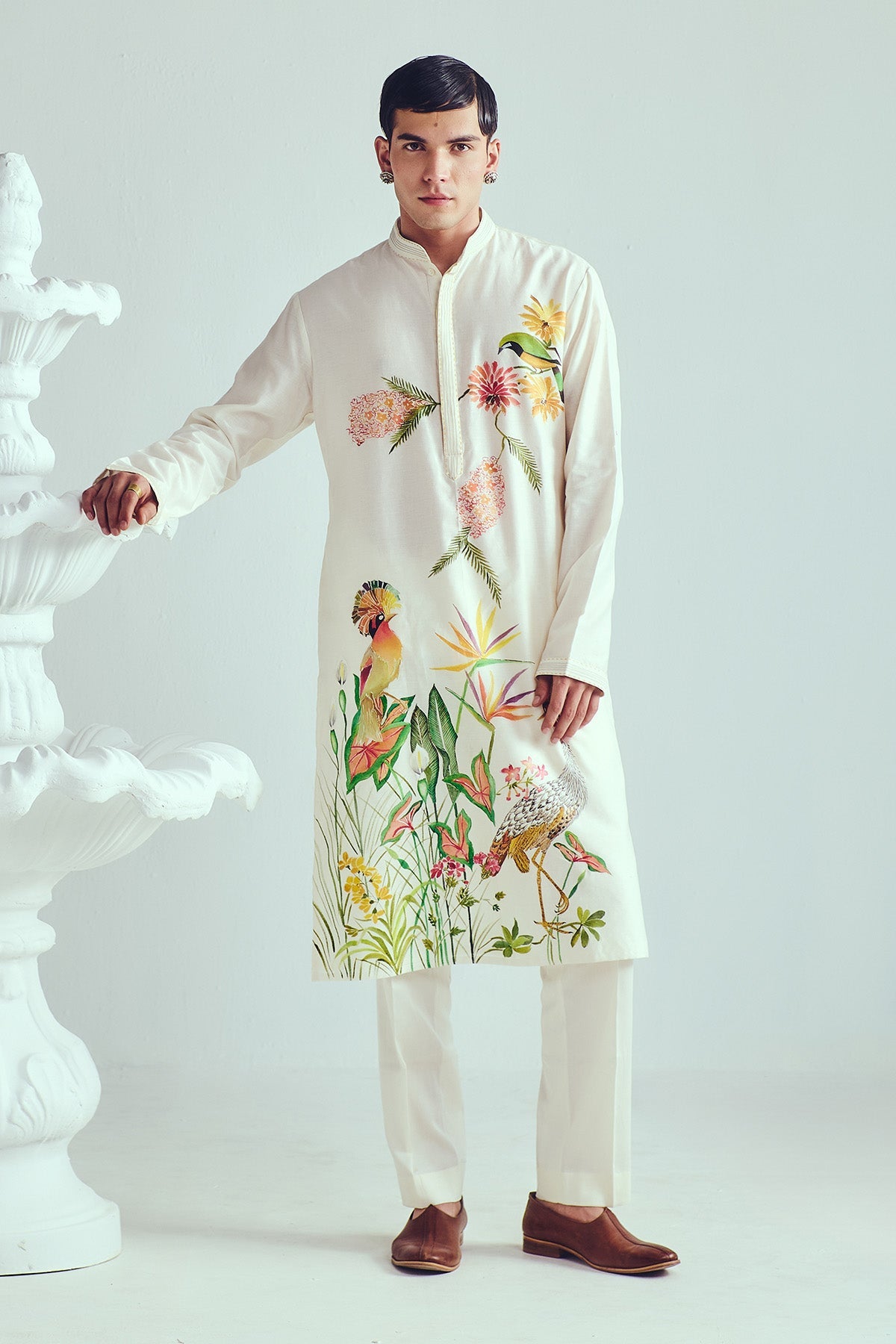 Buy Chanderi Full Sleeves Kurta Set by WABI SABI for Men online at ScrollnShops