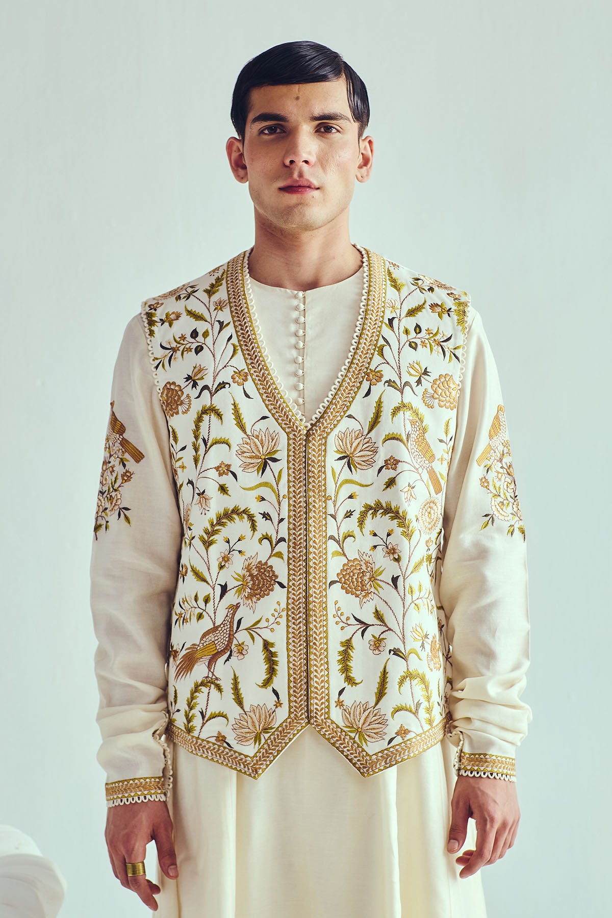 Chanderi Ivory Flared Kurta Set